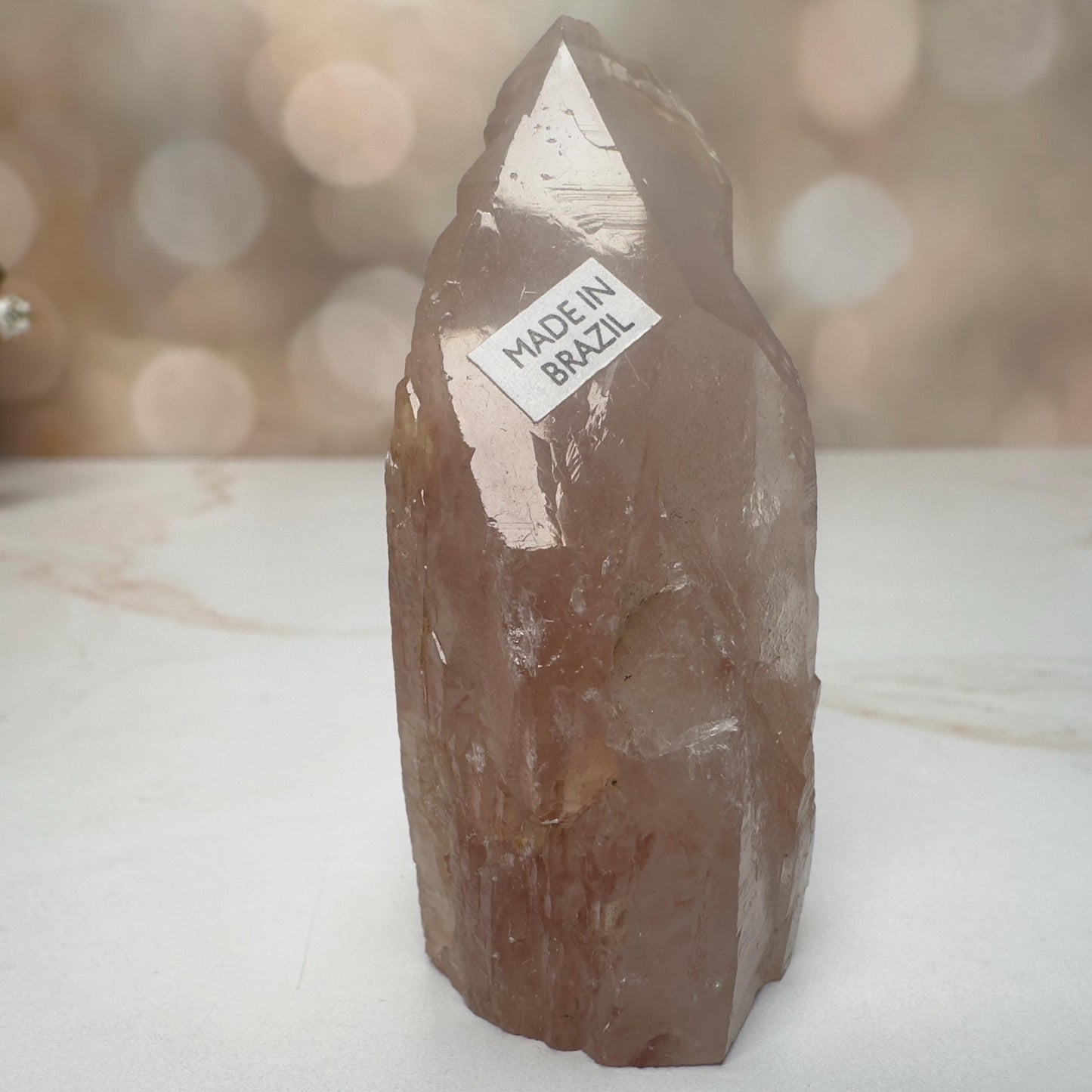 Raw Pink Lithium Quartz Tower Semi-Polished Point From Brazil