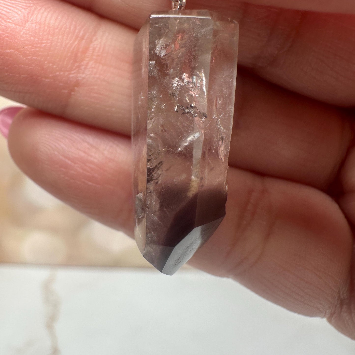 Pink Lithium Quartz Pendant | High-Quality Brazilian Crystal Jewelry for Necklace