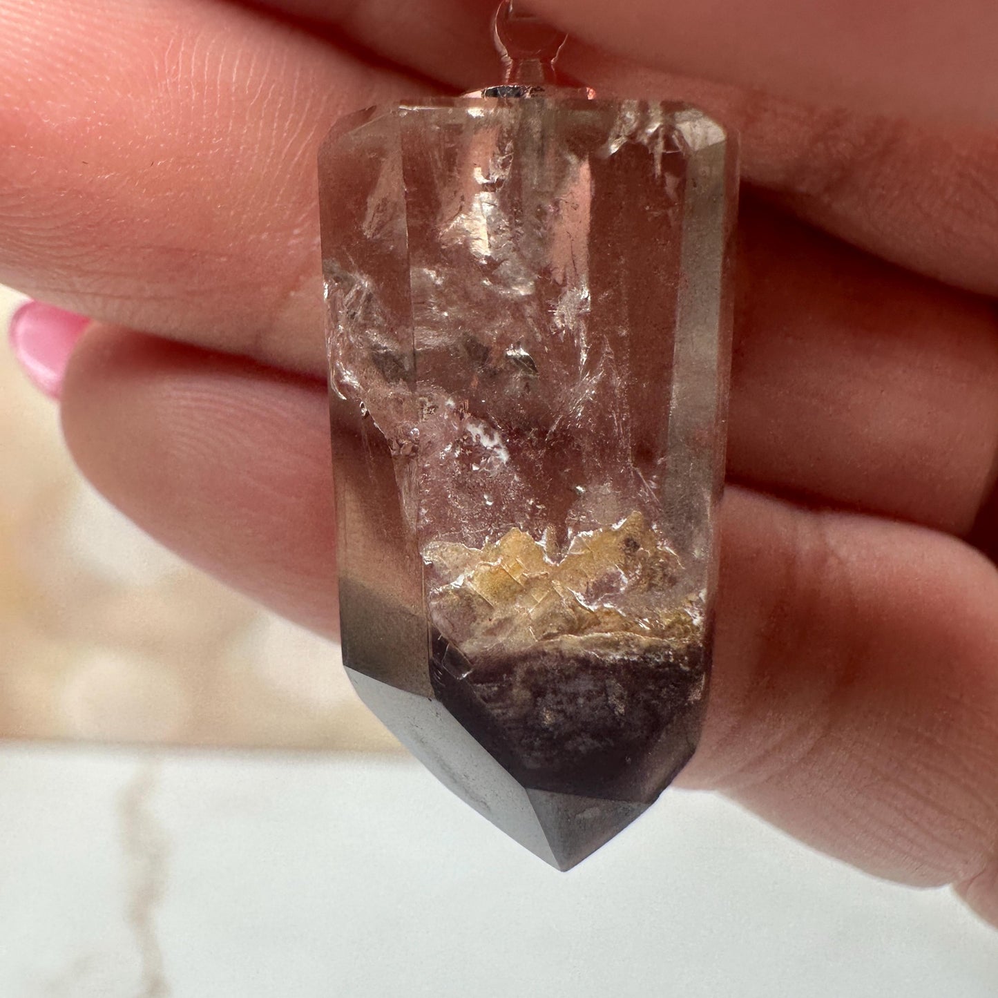 Pink Lithium Quartz Pendant | High-Quality Brazilian Crystal Jewelry for Necklace