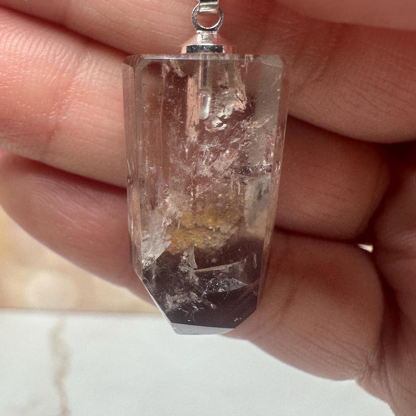 Pink Lithium Quartz Pendant | High-Quality Brazilian Crystal Jewelry for Necklace