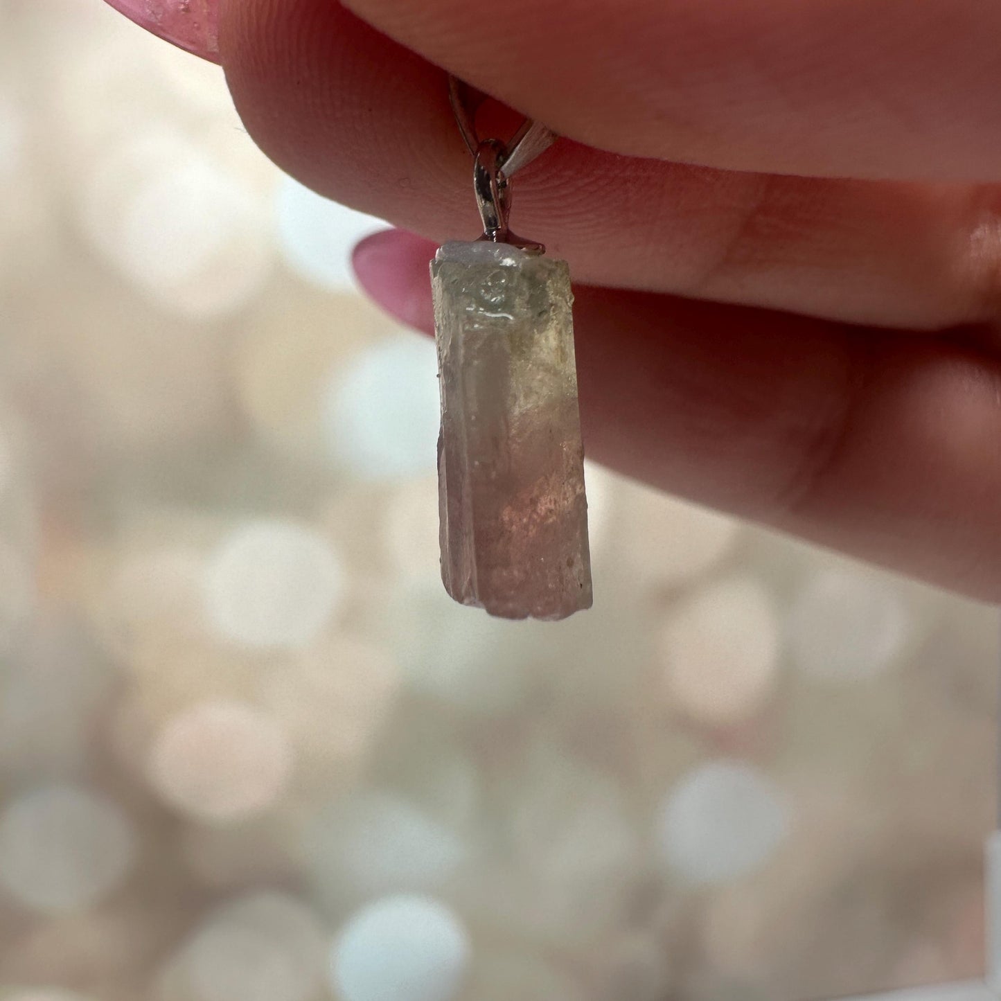 Dainty Watermelon Tourmaline Pendant | Raw High-Quality 925 Silver Crystal Jewelry for Necklace
