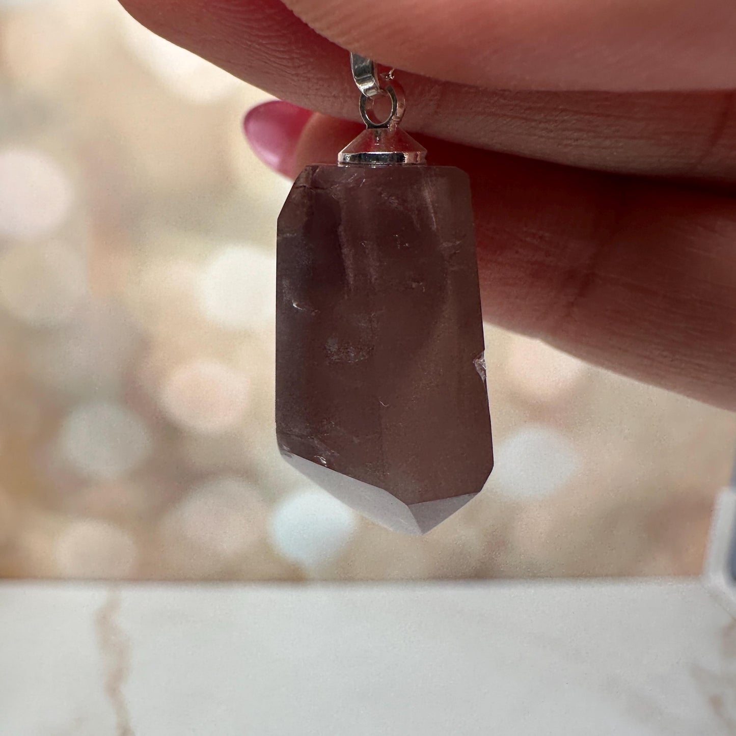 Pink Lithium Quartz Pendant | High-Quality Brazilian Crystal Jewelry for Necklace