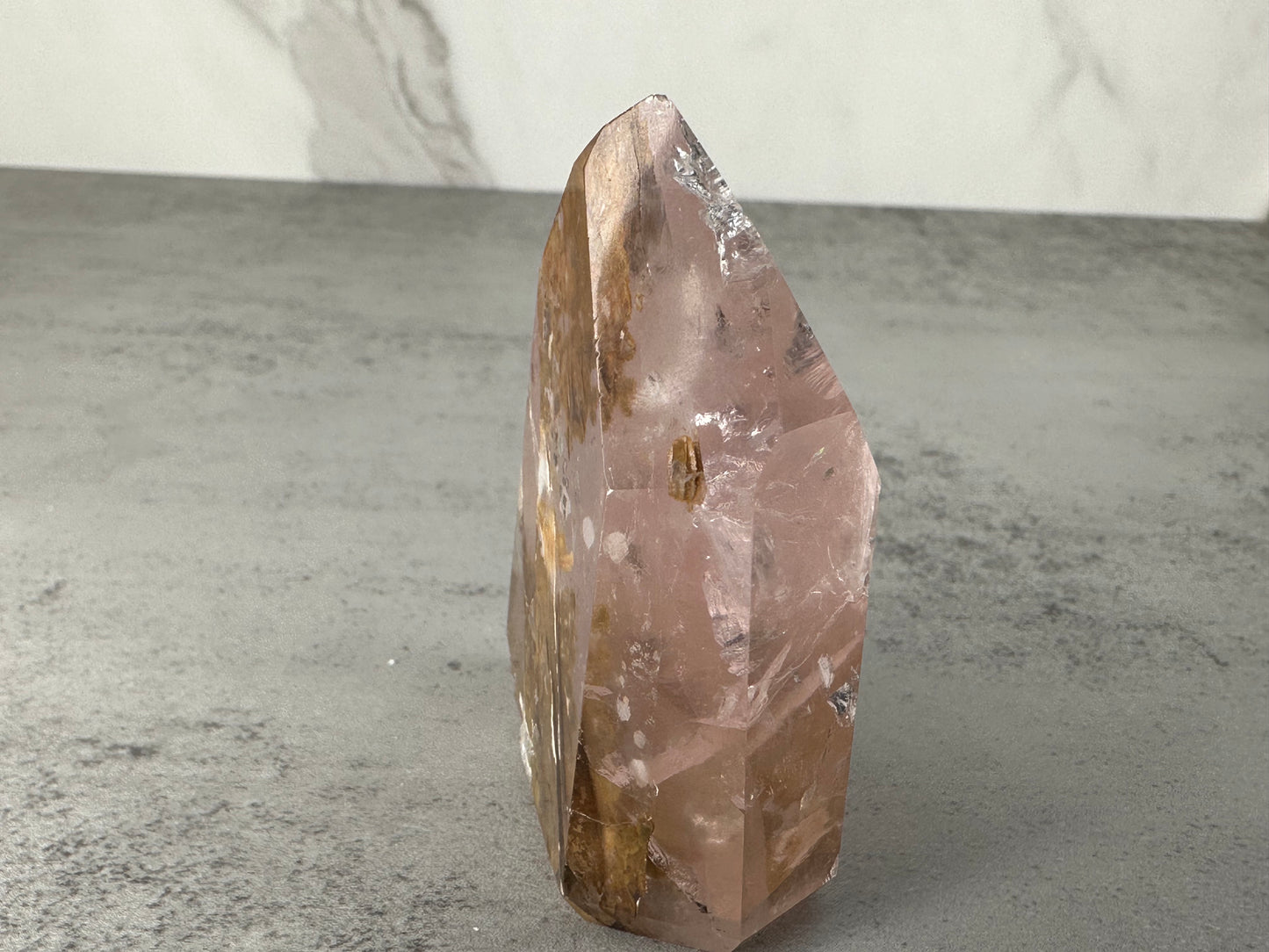 Beautiful Rose Quartz with Golden Healer Tower/Point From Brazil
