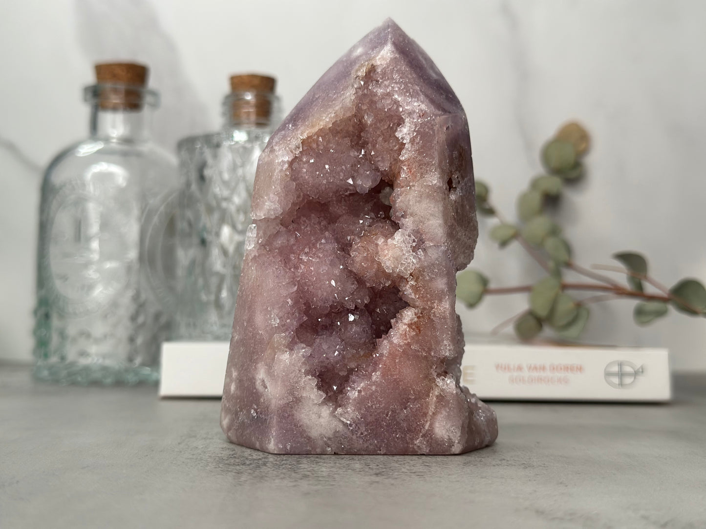 Pink Amethyst Tower/Point High-Quality Extra Druzy Purple Bubble Botryoidal Crystal From Brazil