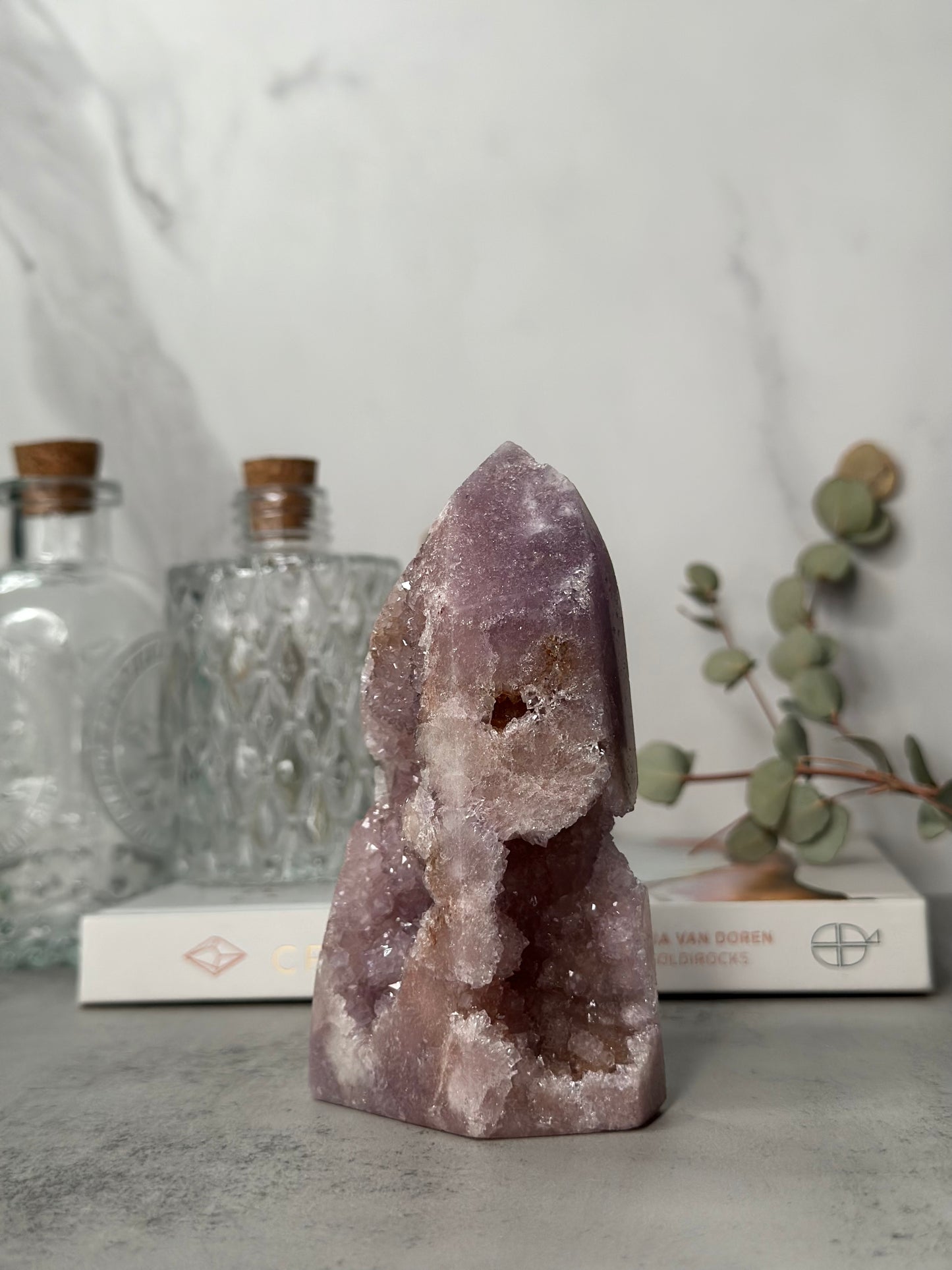 Pink Amethyst Tower/Point High-Quality Extra Druzy Purple Bubble Botryoidal Crystal From Brazil