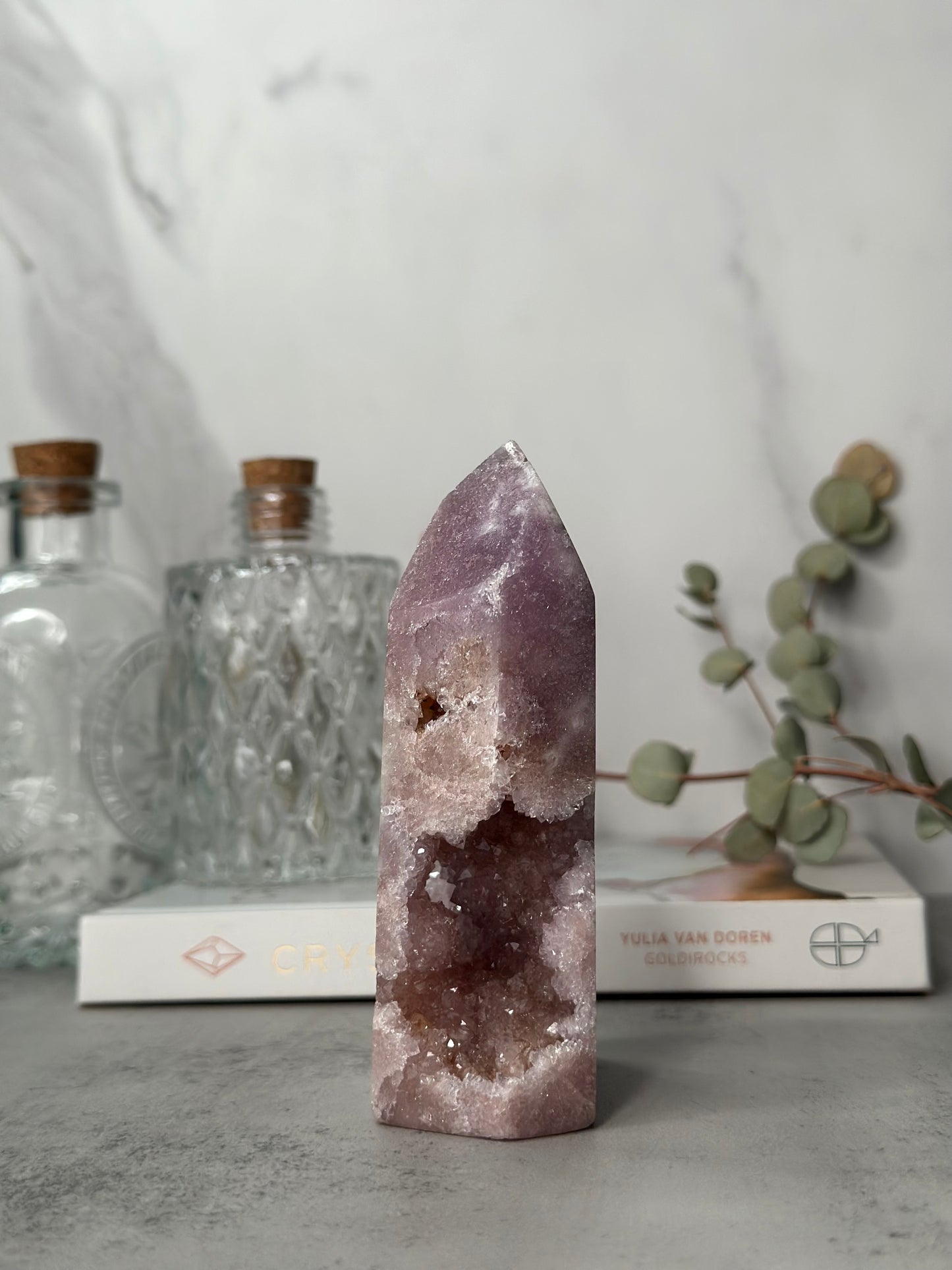 Pink Amethyst Tower/Point High-Quality Extra Druzy Purple Bubble Botryoidal Crystal From Brazil
