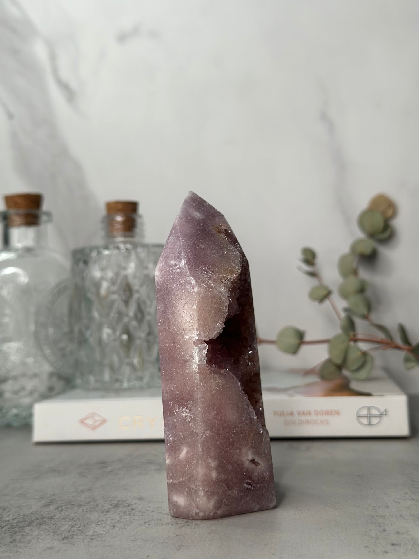 Pink Amethyst Tower/Point High-Quality Extra Druzy Purple Bubble Botryoidal Crystal From Brazil