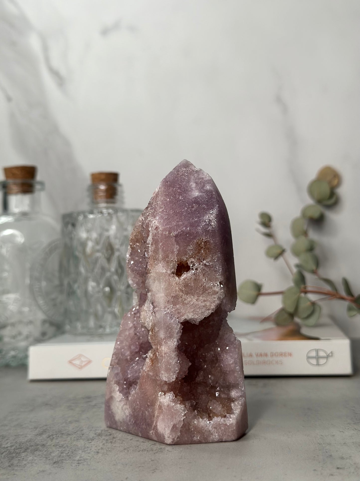 Pink Amethyst Tower/Point High-Quality Extra Druzy Purple Bubble Botryoidal Crystal From Brazil