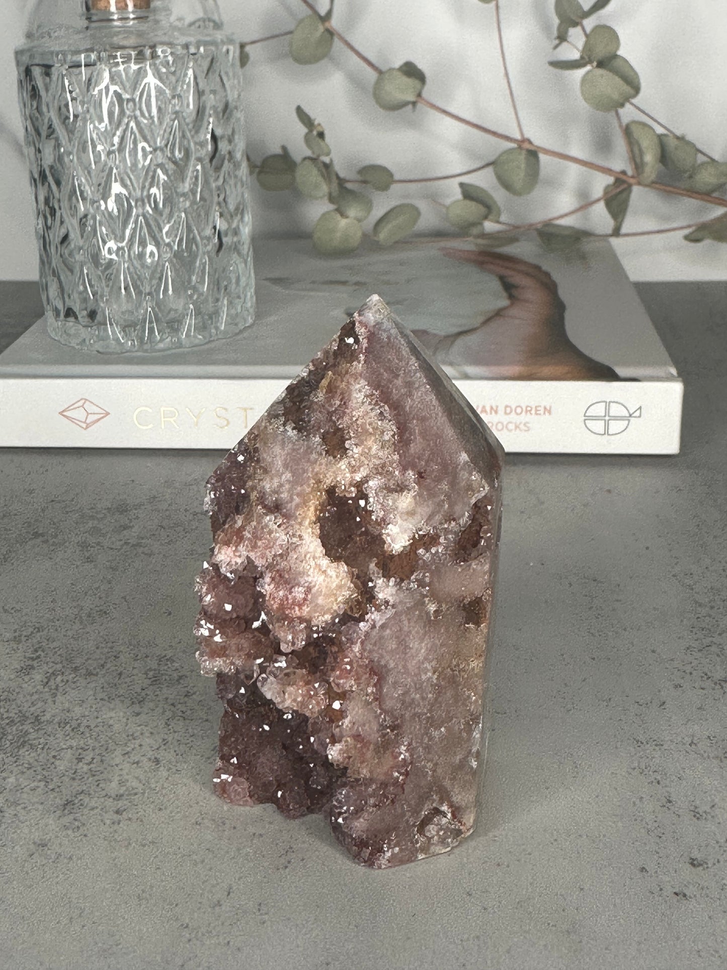 Pink Amethyst Tower/Point High-Quality Genuine Extra Druzy With Banding From Brazil