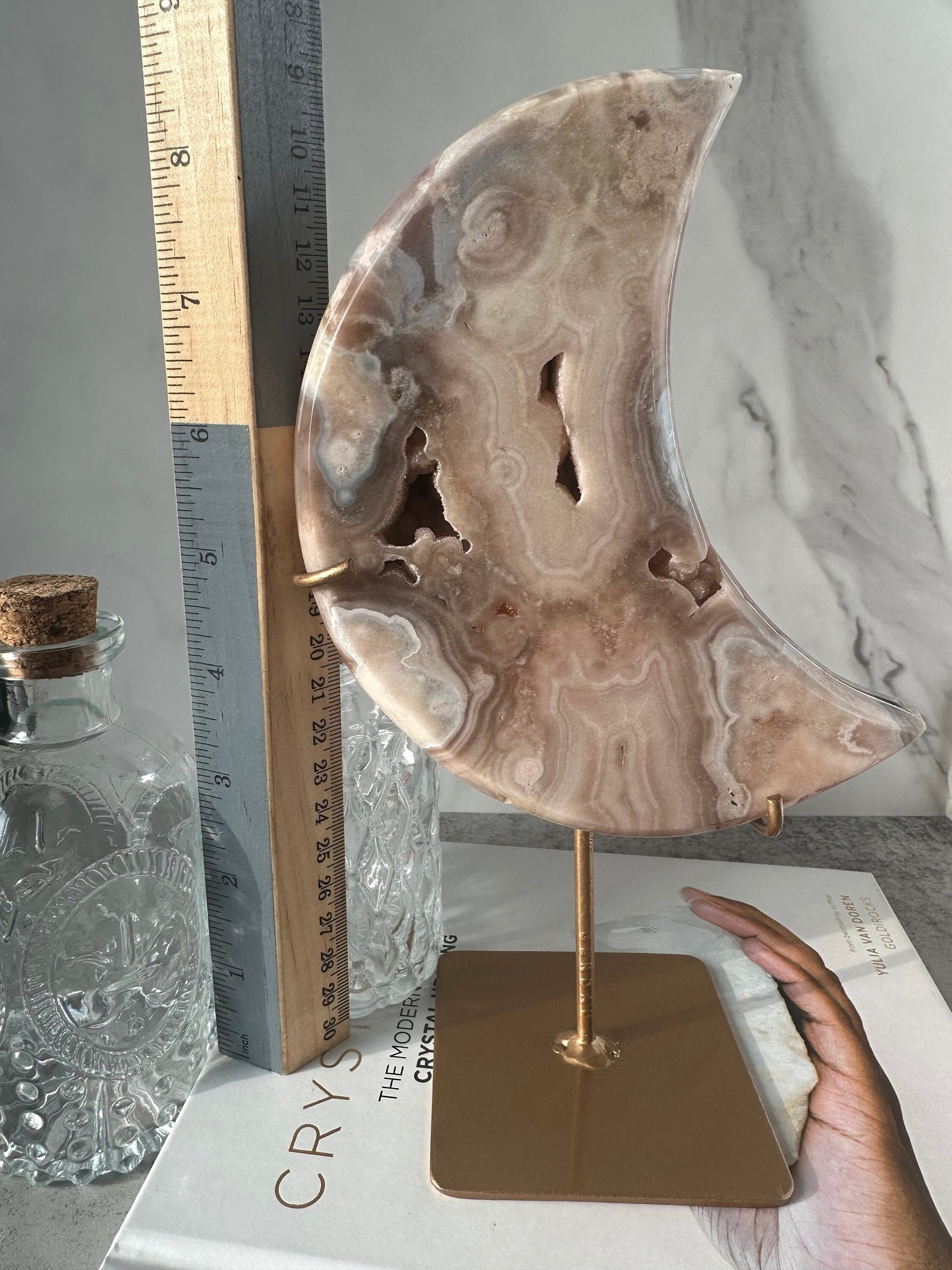 Gorgeous Pink Amethyst Moon - Custom Stand