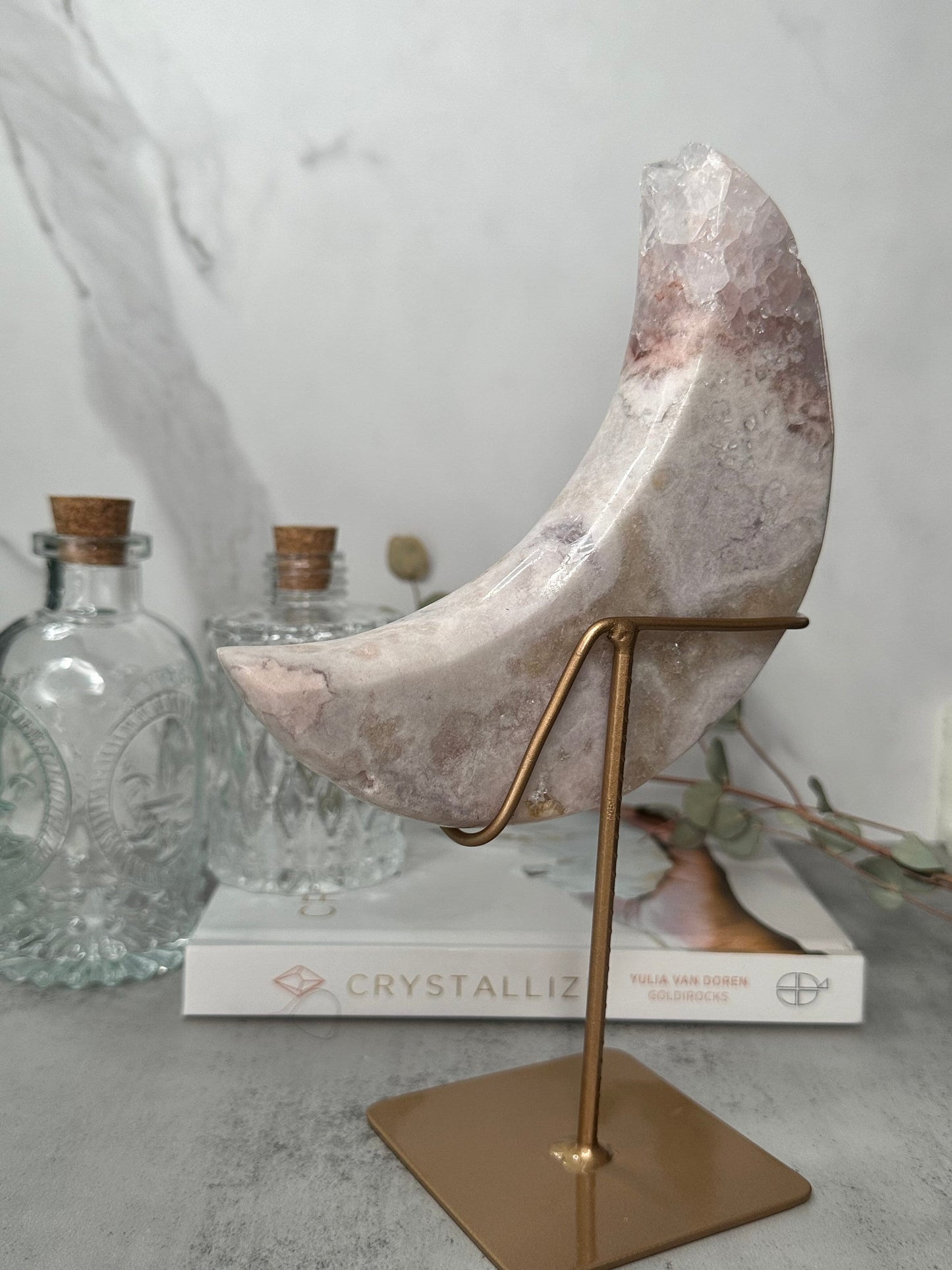 Stunning | Pink Amethyst Moon | Statement Piece | Custom Stand | High-Quality | Genuine | From Brazil