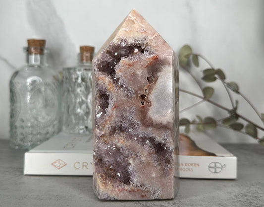 Magnificent Pink Amethyst Tower/Point High-Quality Large Tall Druzy Genuine Crystal Statement Piece From Brazil