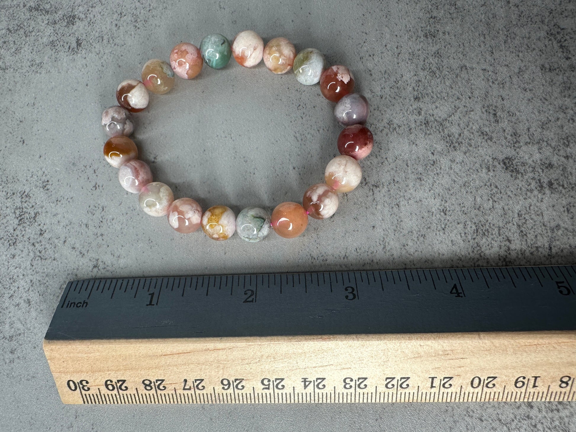 Amazing Colorful Flower Agate Bracelet High-Quality Genuine Crystal Beads In 9.7mm
