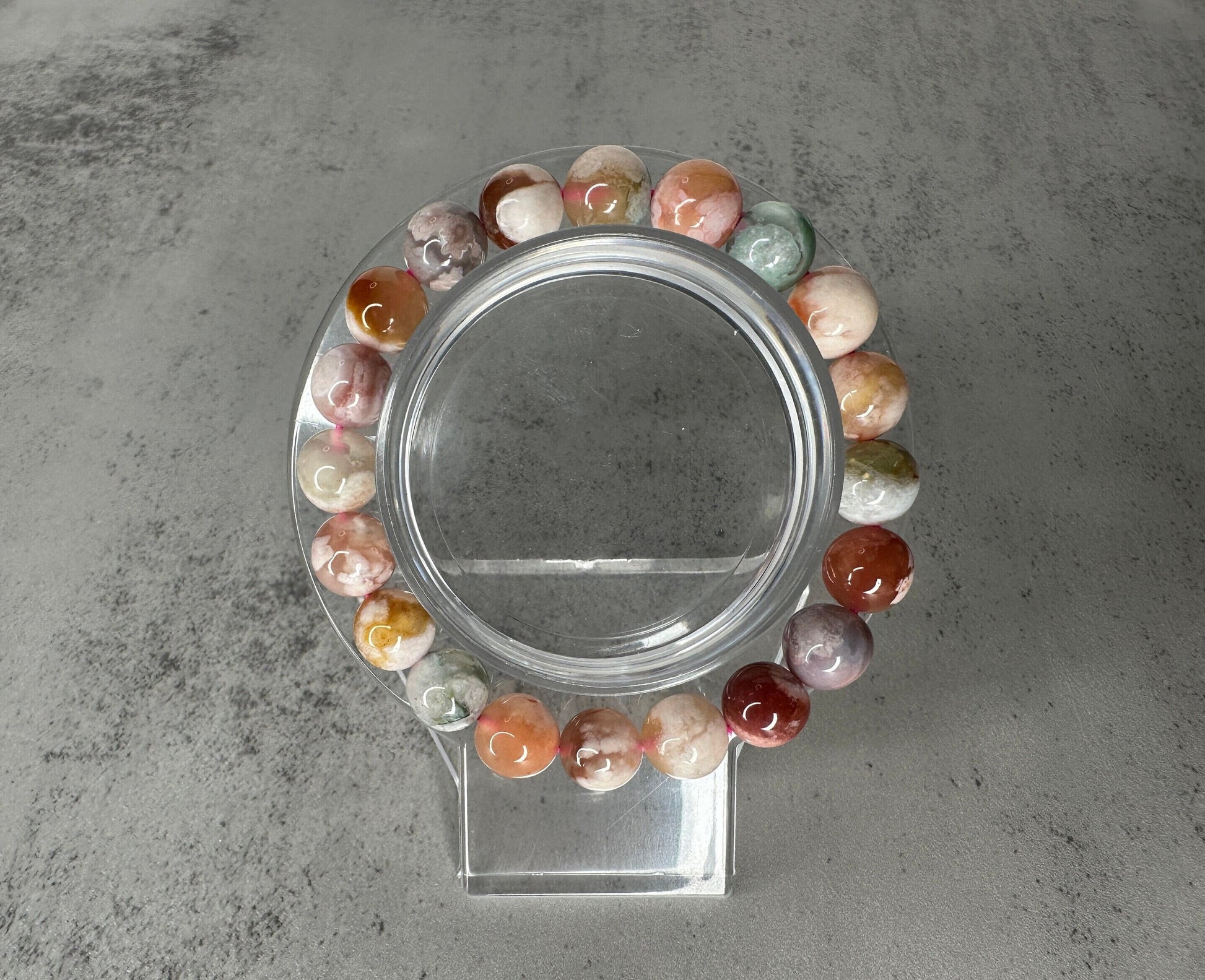 Amazing Colorful Flower Agate Bracelet High-Quality Genuine Crystal Beads In 9.7mm