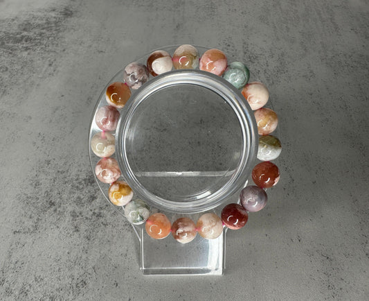 Amazing Colorful Flower Agate Bracelet High-Quality Genuine Crystal Beads In 9.7mm
