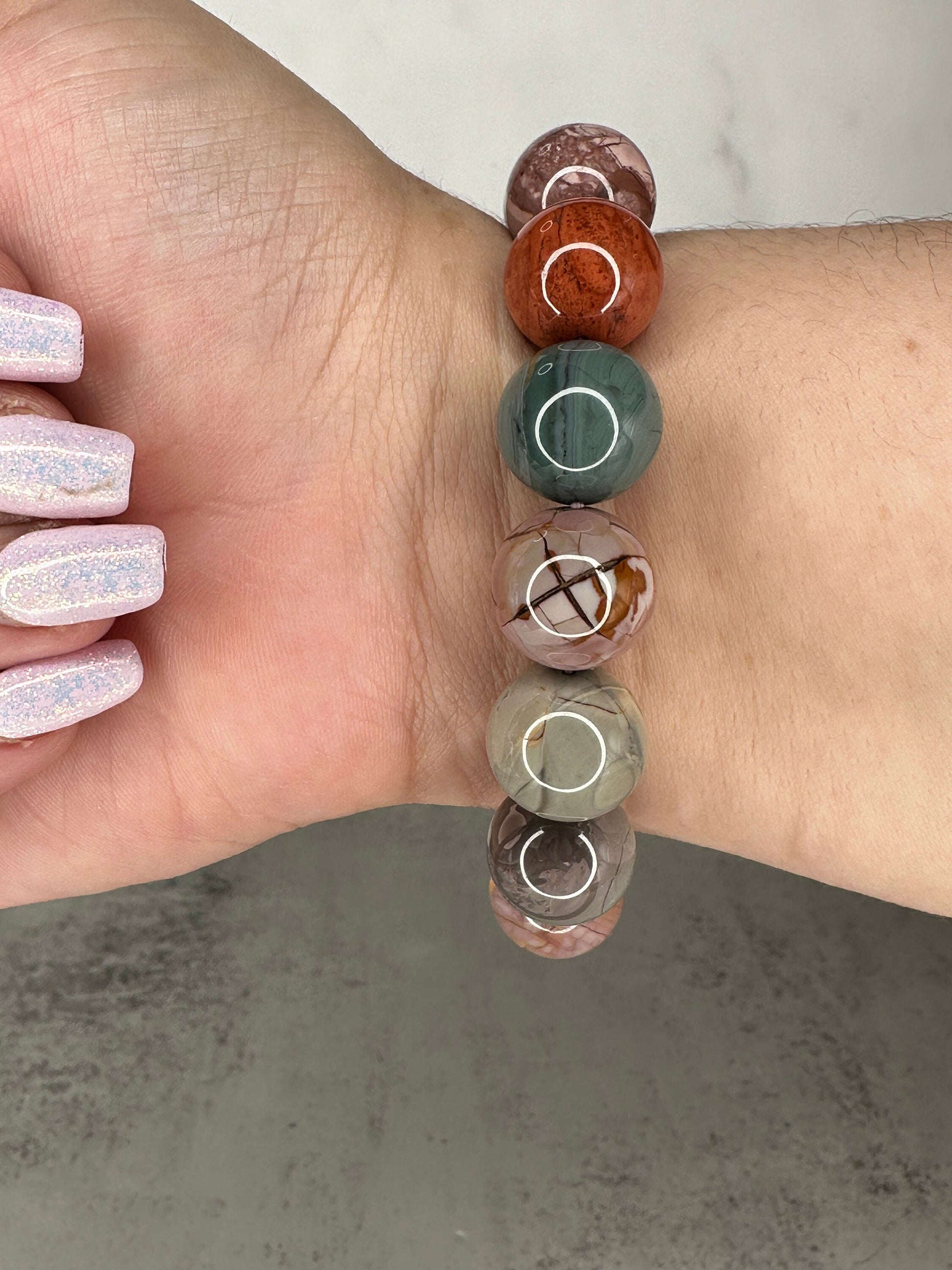 Gorgeous Alashan Agate Bracelet High-Quality Genuine Crystal Jewelry Beads In 14mm
