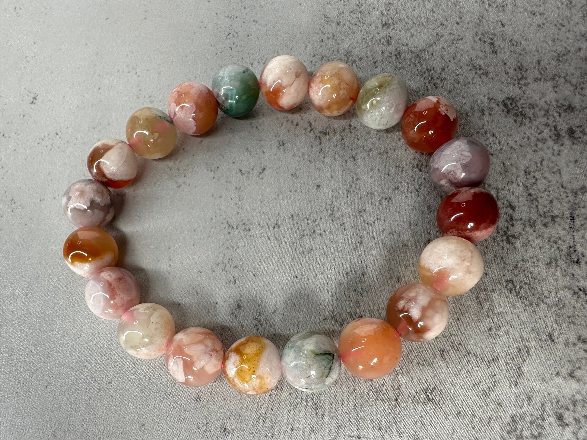 Amazing Colorful Flower Agate Bracelet High-Quality Genuine Crystal Beads In 9.7mm