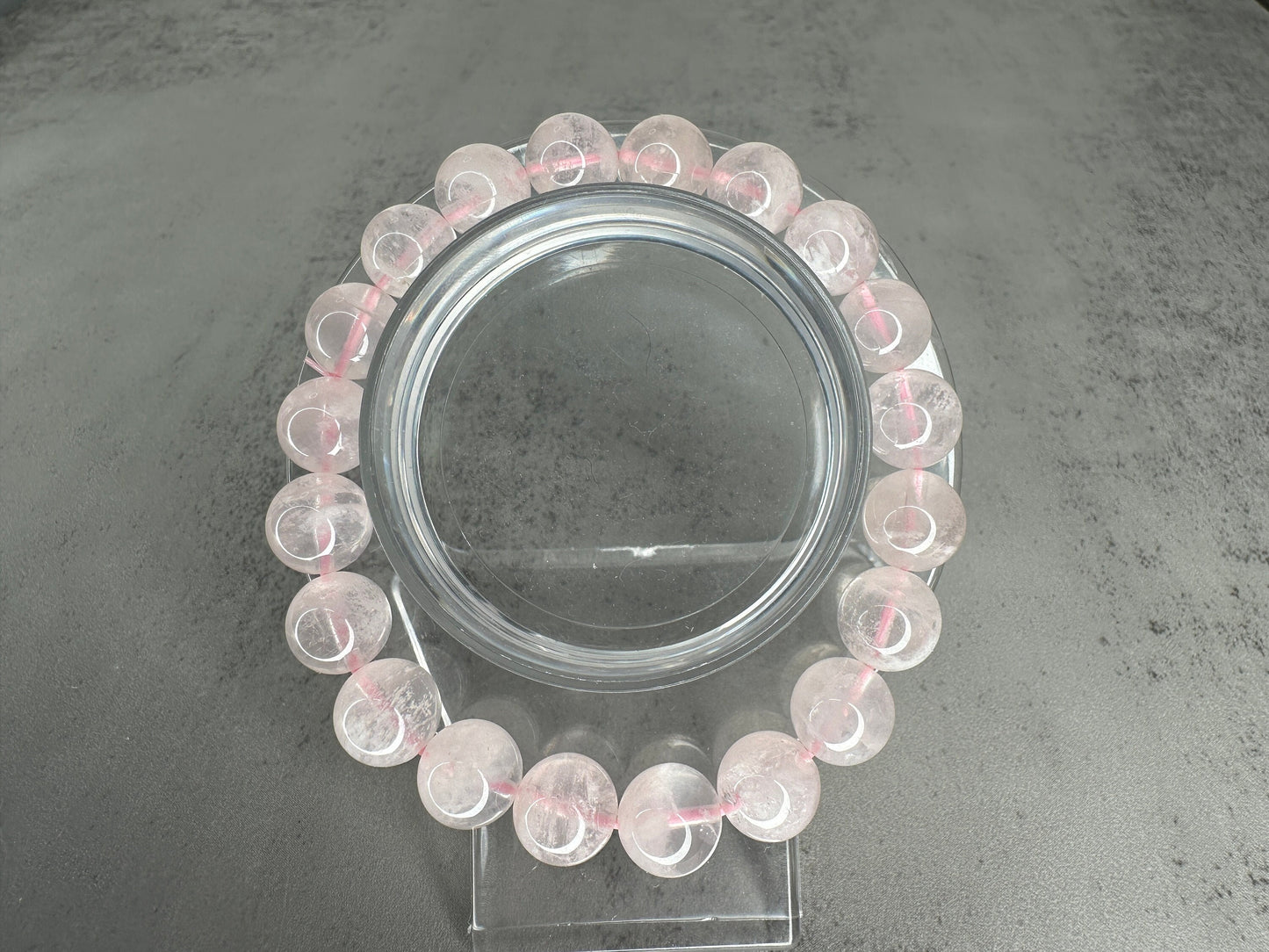 Amazing Rose Quartz Garden Inclusion Bracelet Genuine High-Quality Crystal Snowflake White Sericite Beads In 10.1mm