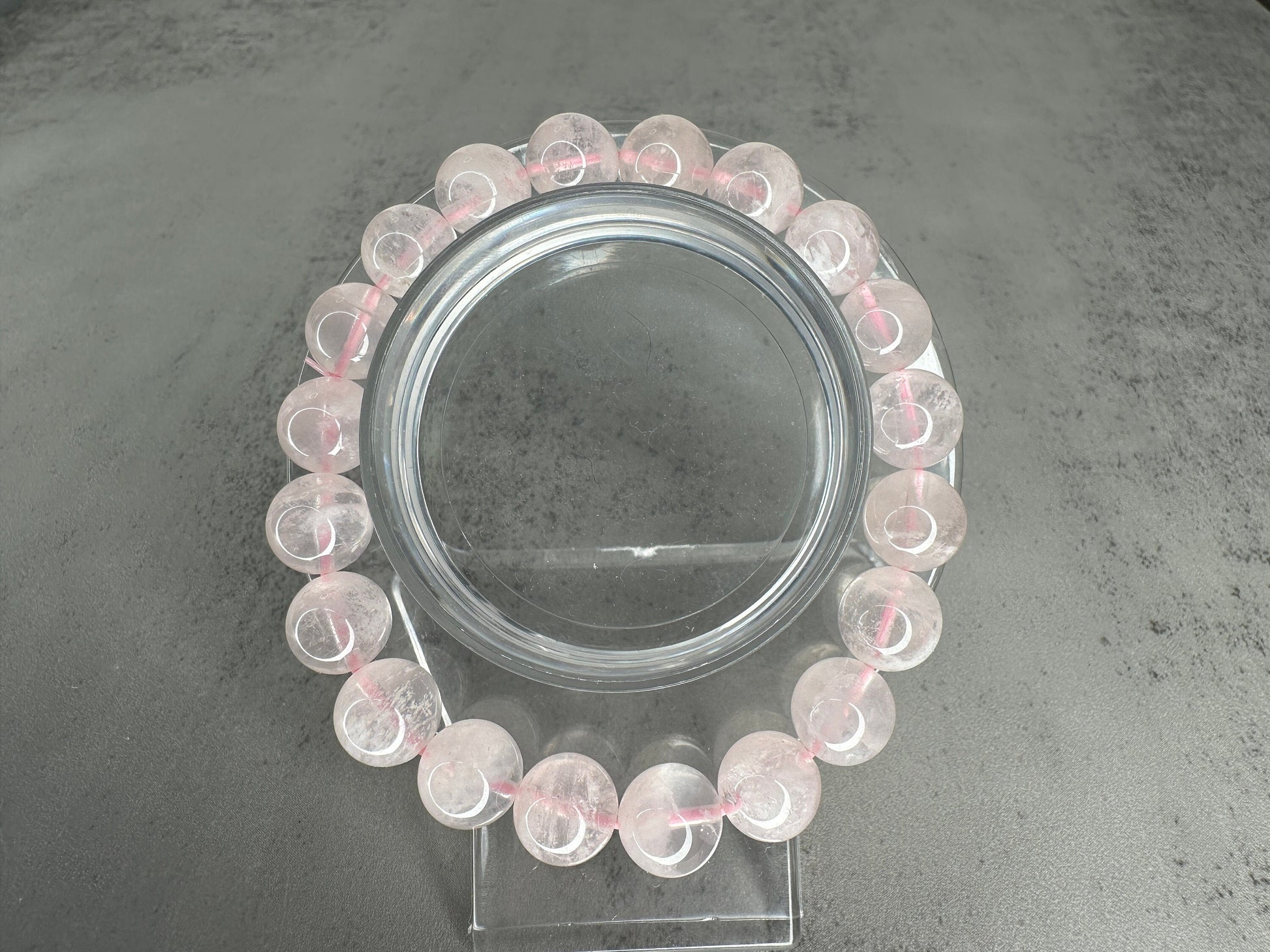 Amazing Rose Quartz Garden Inclusion Bracelet Genuine High-Quality Crystal Snowflake White Sericite Beads In 10.1mm
