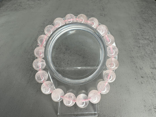 Amazing Rose Quartz Garden Inclusion Bracelet Genuine High-Quality Crystal Snowflake White Sericite Beads In 10.1mm