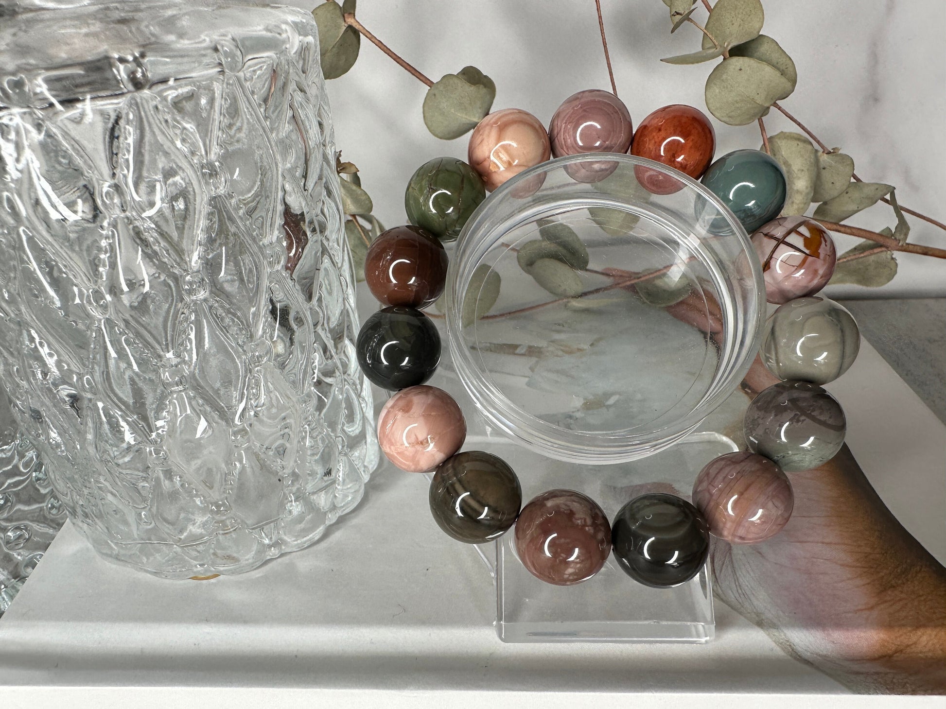 Gorgeous Alashan Agate Bracelet High-Quality Genuine Crystal Jewelry Beads In 14mm