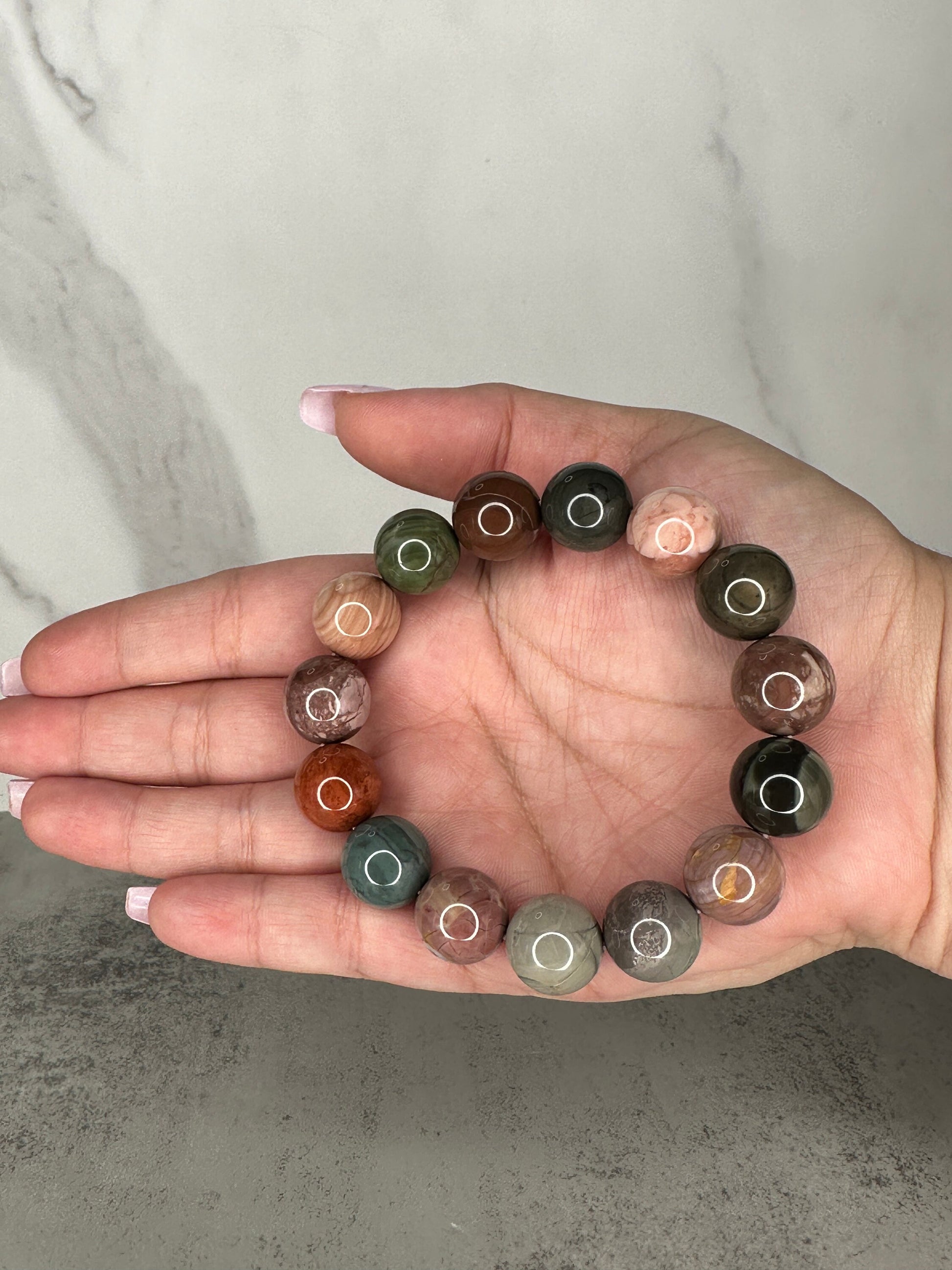 Gorgeous Alashan Agate Bracelet High-Quality Genuine Crystal Jewelry Beads In 14mm