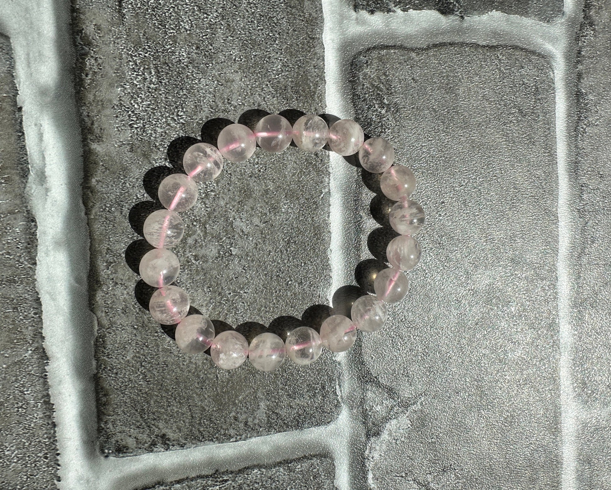 Amazing Rose Quartz Garden Inclusion Bracelet Genuine High-Quality Crystal Snowflake White Sericite Beads In 10.1mm