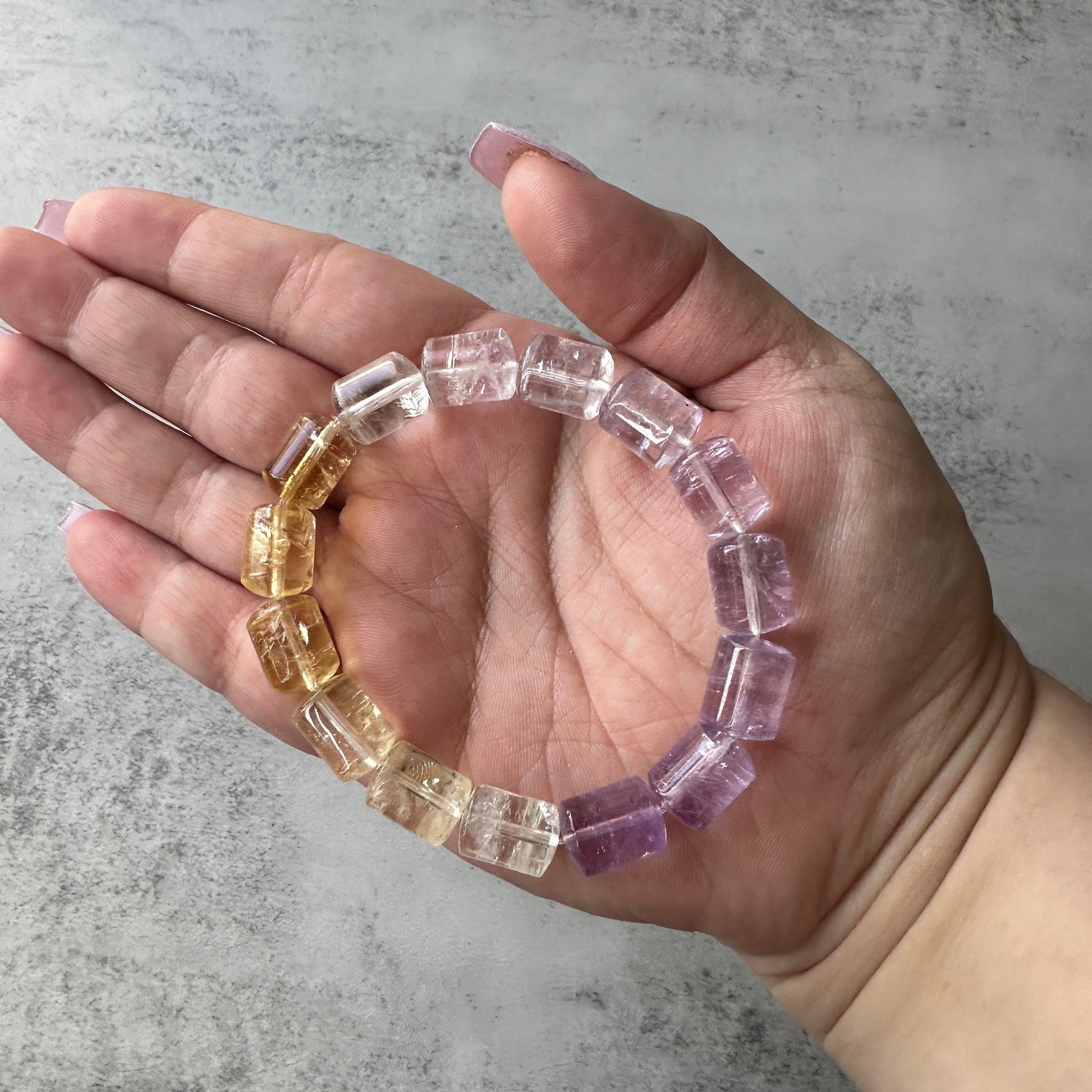 Amazing Citrine & Amethyst Barrel Bracelet With AAA Clarity Genuine High-Quality Crystal