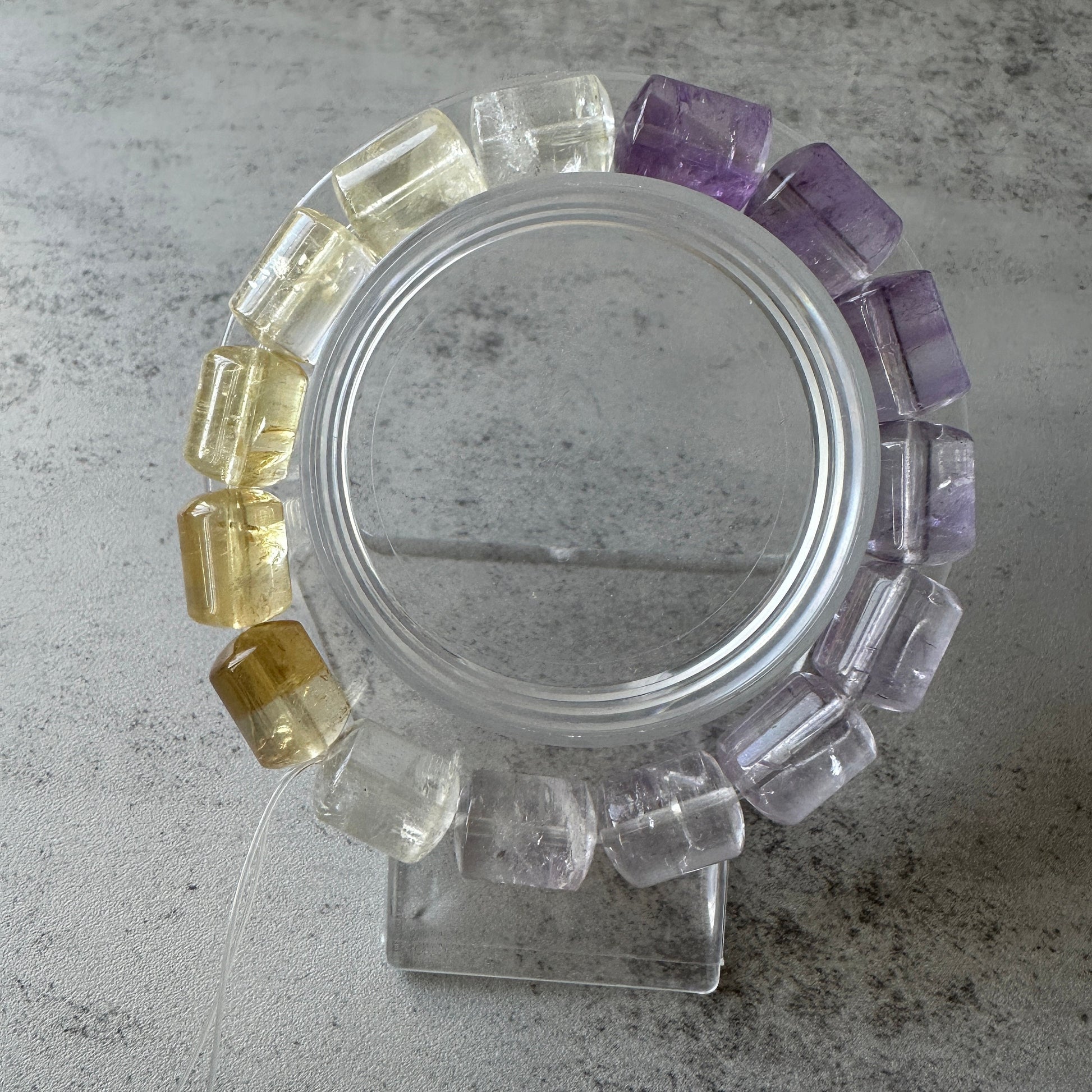 Amazing Citrine & Amethyst Barrel Bracelet With AAA Clarity Genuine High-Quality Crystal