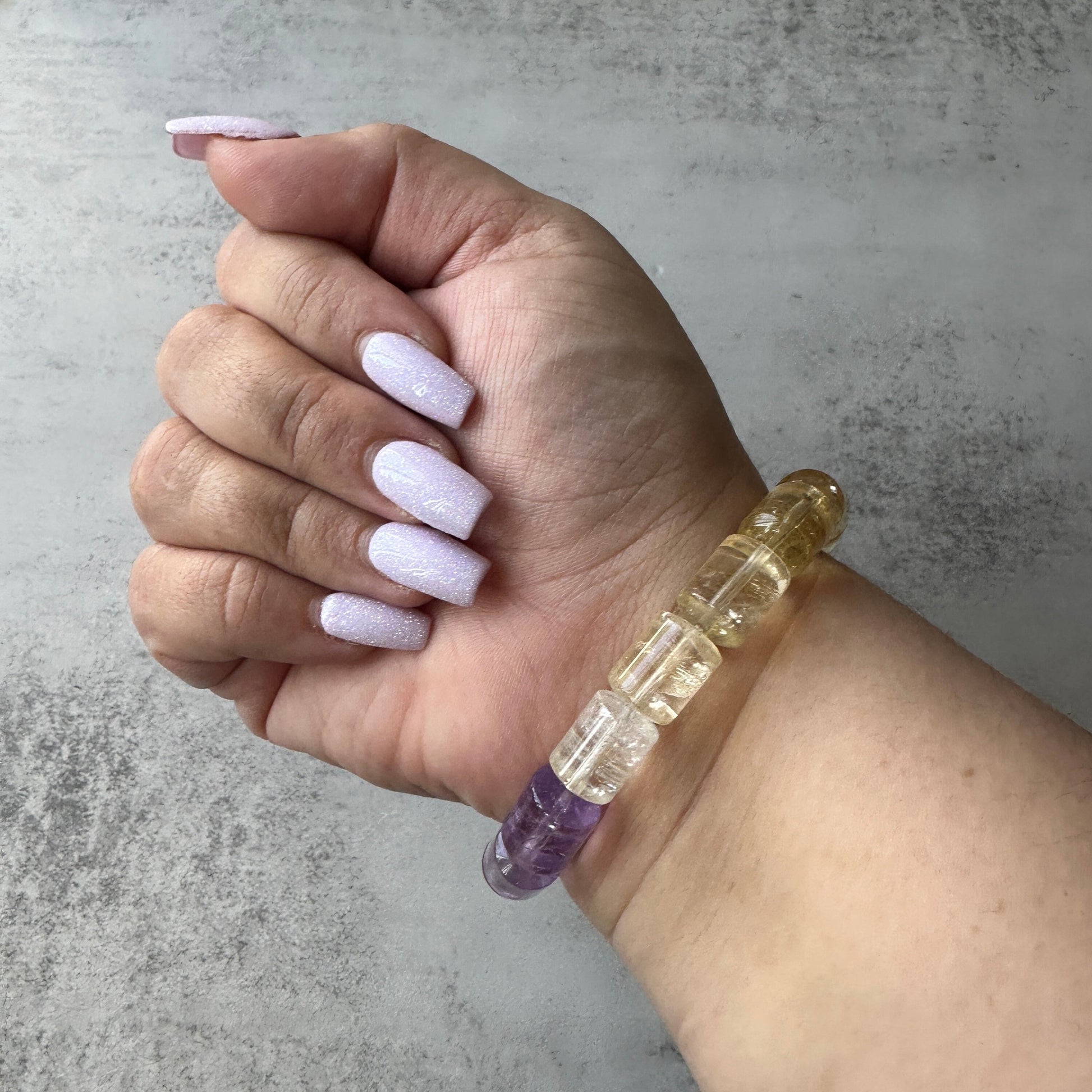 Amazing Citrine & Amethyst Barrel Bracelet With AAA Clarity Genuine High-Quality Crystal
