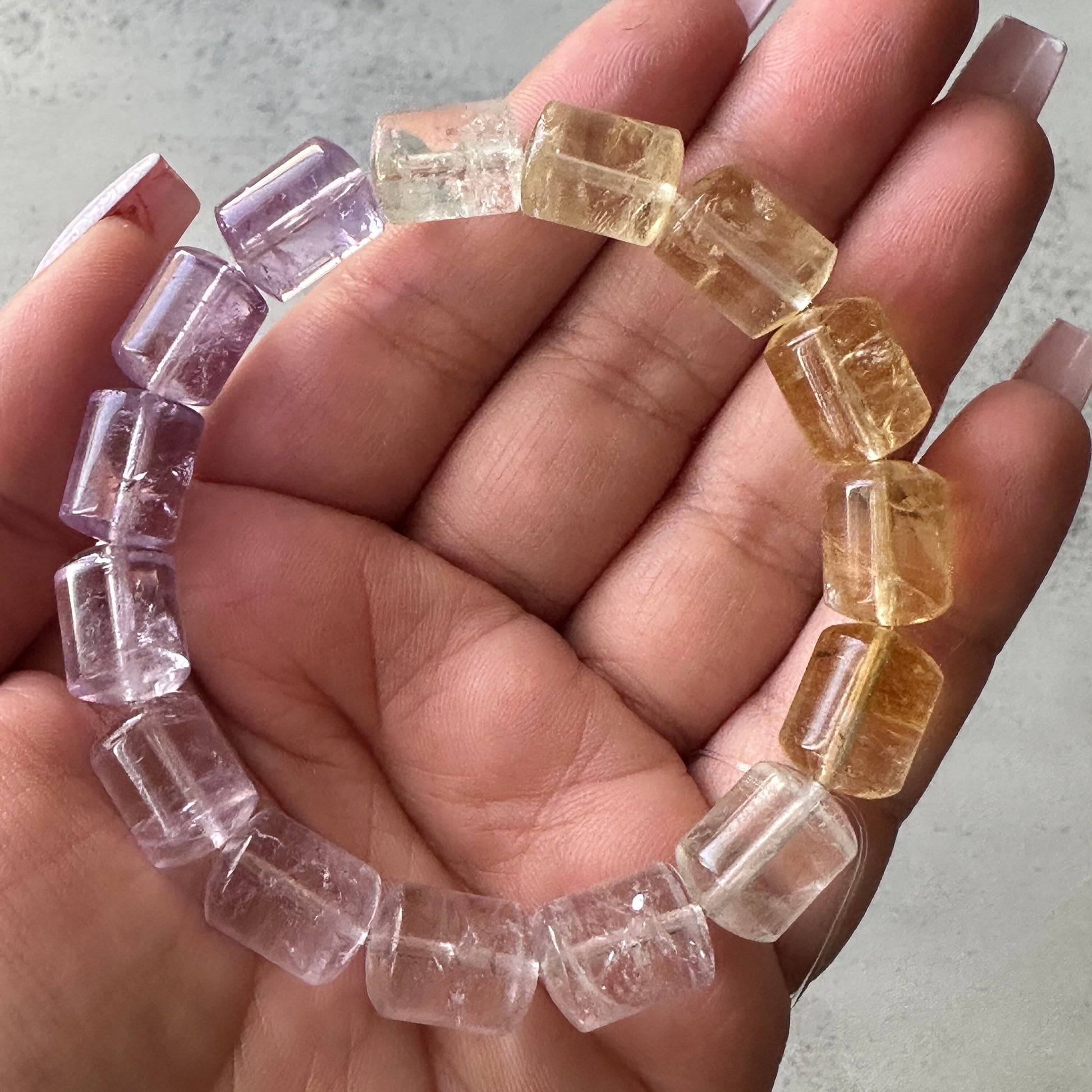 Amazing Citrine & Amethyst Barrel Bracelet With AAA Clarity Genuine High-Quality Crystal