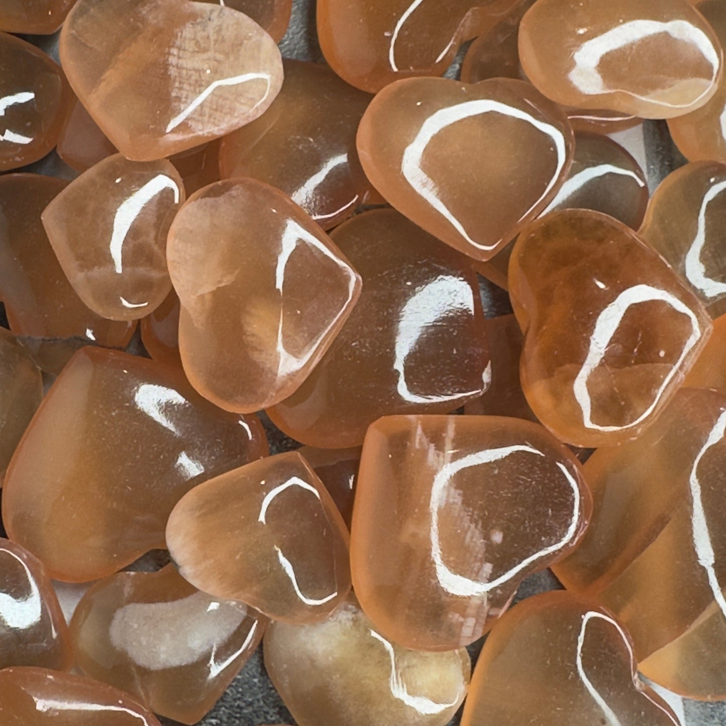 One (1) Captivating Carved Honey Calcite Heart from Pakistan