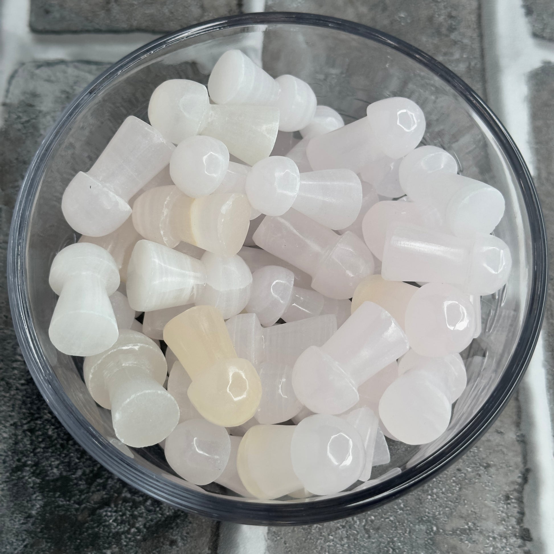 One (1) Enchanting Carved Pink Calcite Mushroom from Pakistan