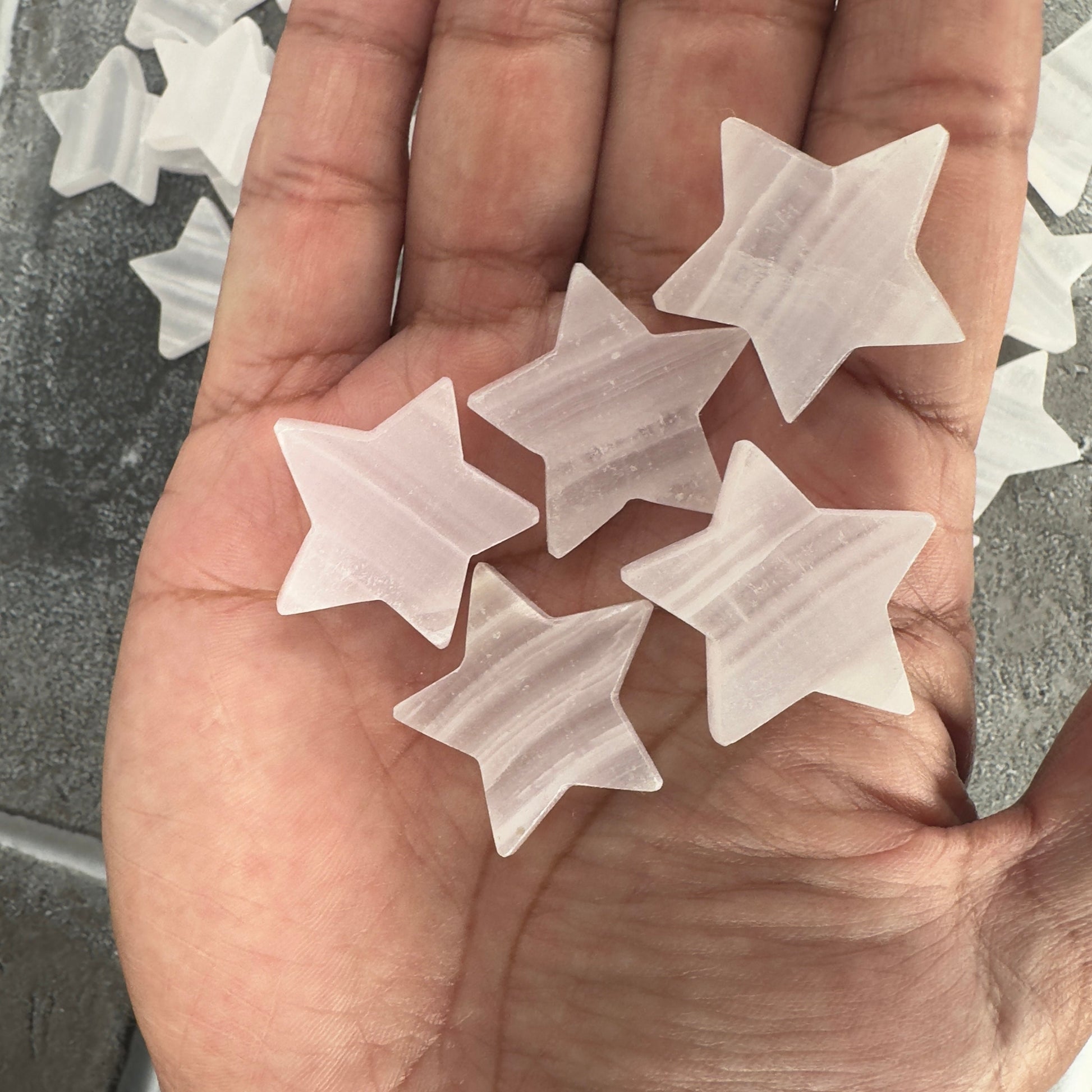 One (1) Charming Carved Pink Calcite Star from Pakistan