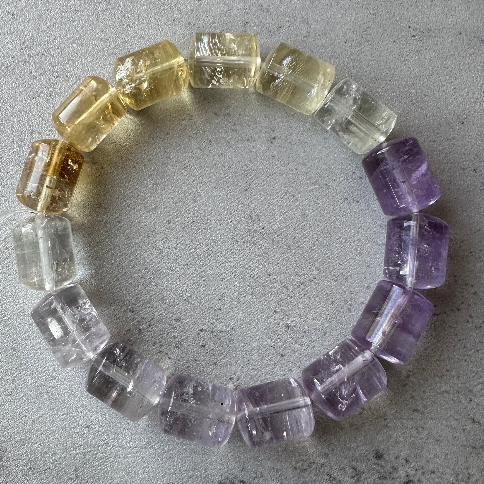 Amazing Citrine & Amethyst Barrel Bracelet With AAA Clarity Genuine High-Quality Crystal