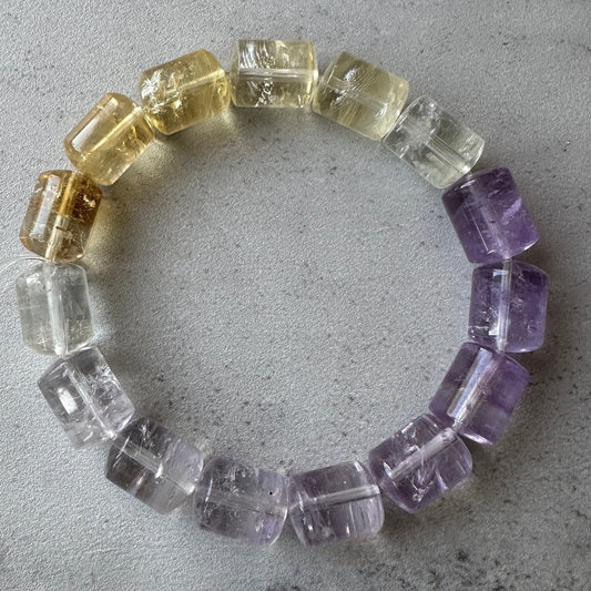 Amazing Citrine & Amethyst Barrel Bracelet With AAA Clarity Genuine High-Quality Crystal