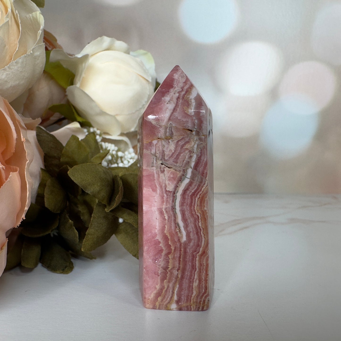 Enchanting Rhodochrosite Tower Genuine Crystal Point From Argentina | Tucson Gem Show Exclusive