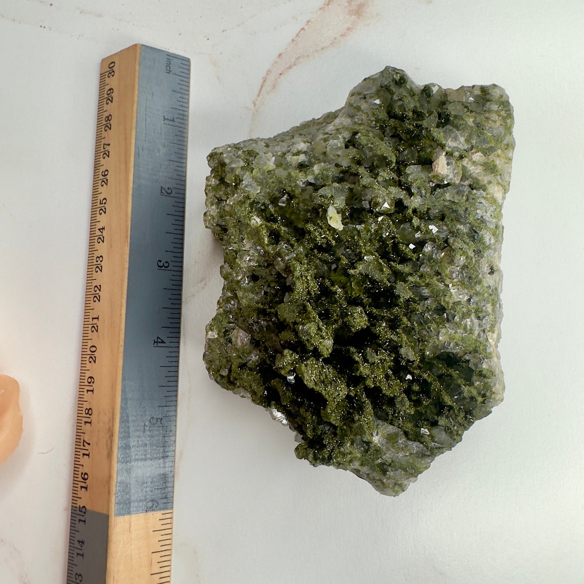 Forest Epidote On Quartz Genuine Dark Green Crystal Cluster Specimen From Turkey | Tucson Gem Show Exclusive