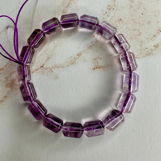 Barrel Amethyst Bracelet Genuine High-Quality Crystal Jewelry In 7.2mm