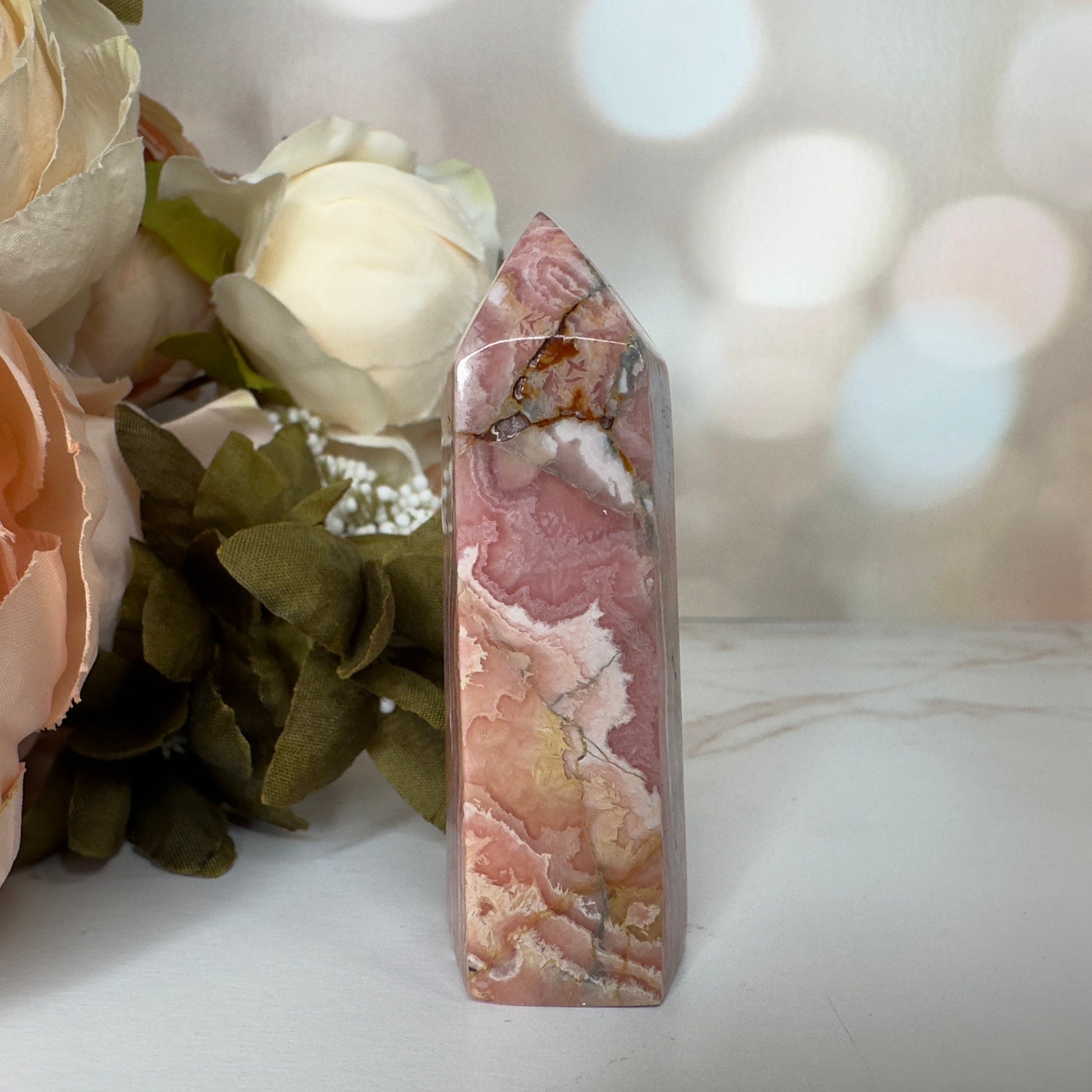 Enchanting Rhodochrosite Tower Genuine Crystal Point From Argentina | Tucson Gem Show Exclusive