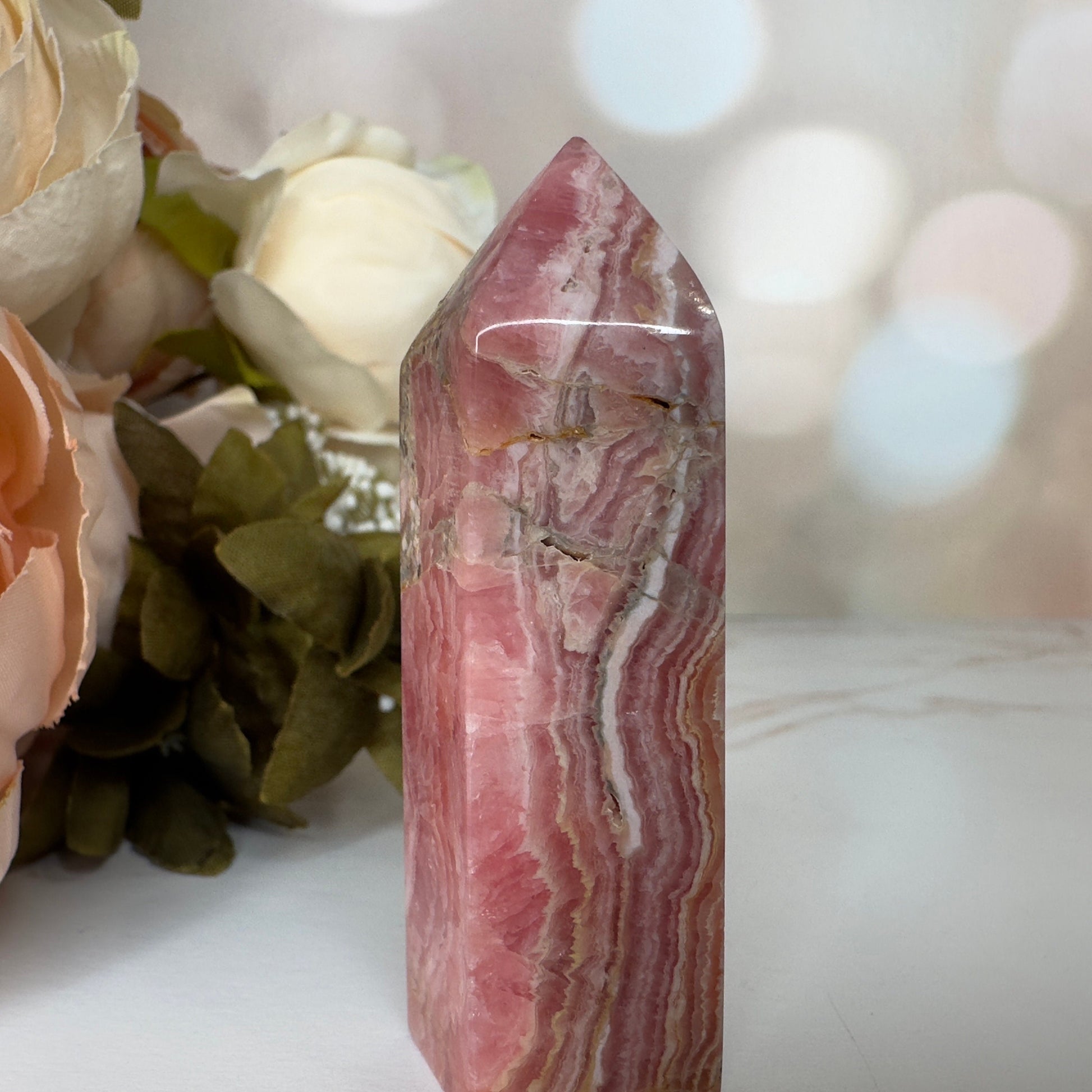 Enchanting Rhodochrosite Tower Genuine Crystal Point From Argentina | Tucson Gem Show Exclusive