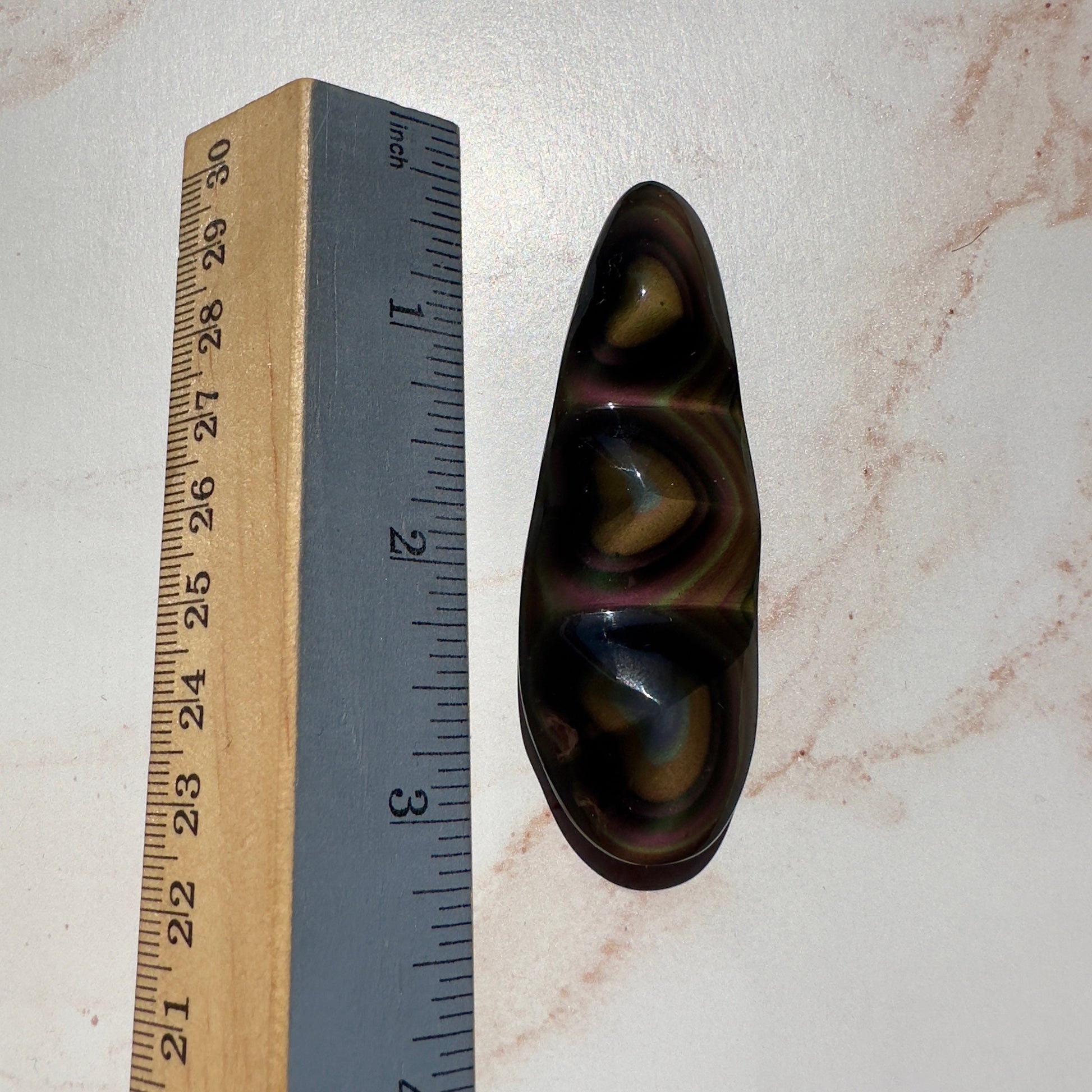 Rainbow Obsidian Heart Super Dark & Flashy Purple Multi-Color From Mexico | Tucson Gem Show Exclusive