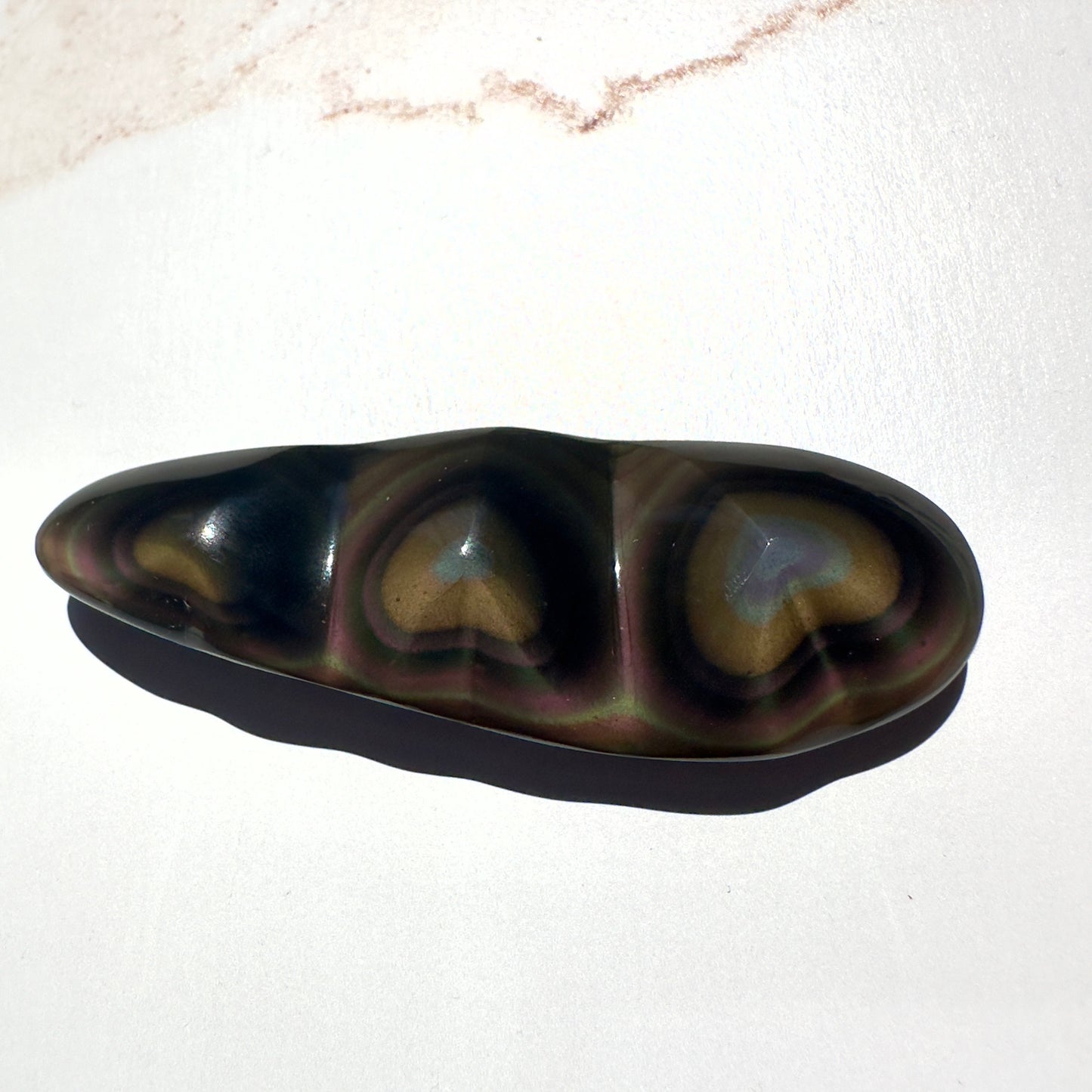 Rainbow Obsidian Heart Super Dark & Flashy Purple Multi-Color From Mexico | Tucson Gem Show Exclusive