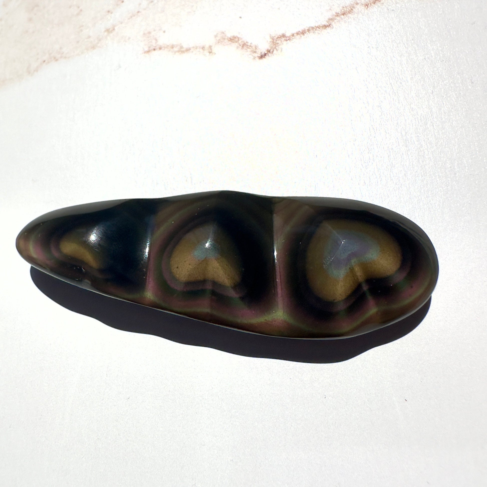Rainbow Obsidian Heart Super Dark & Flashy Purple Multi-Color From Mexico | Tucson Gem Show Exclusive