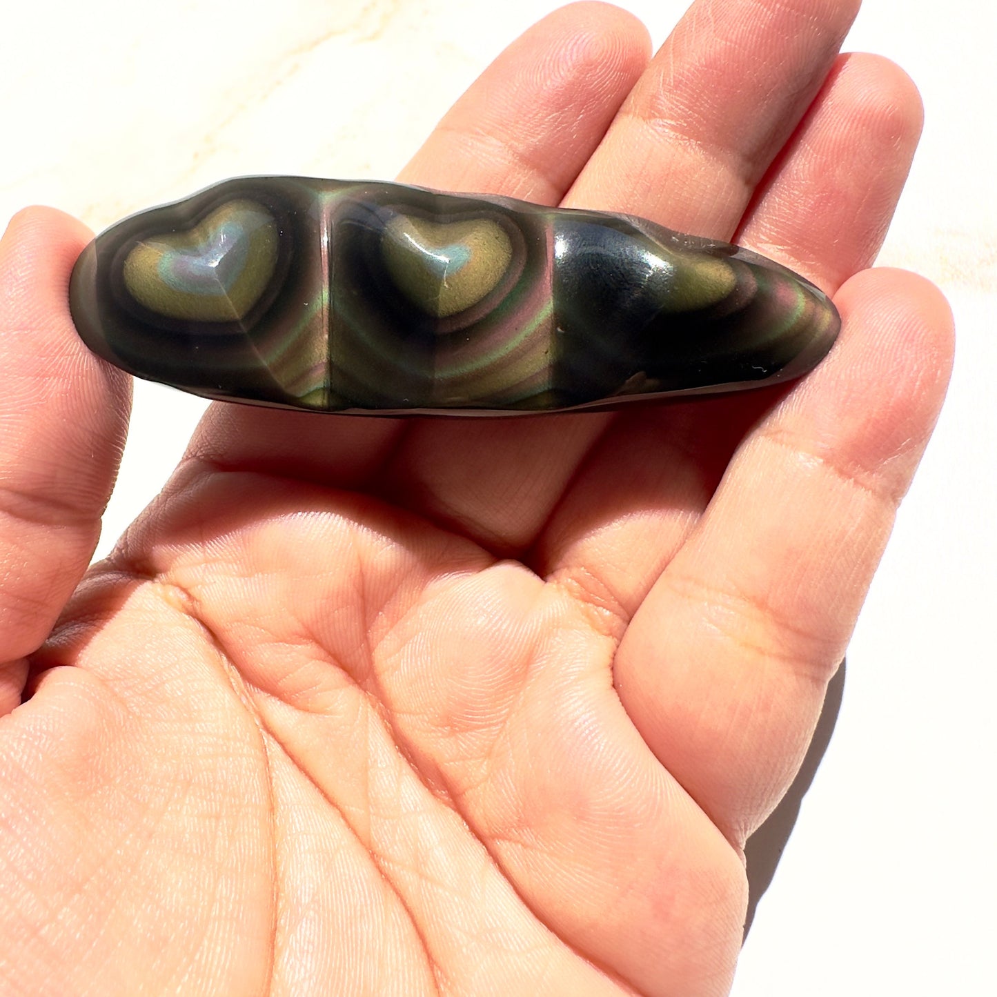Rainbow Obsidian Heart Super Dark & Flashy Purple Multi-Color From Mexico | Tucson Gem Show Exclusive