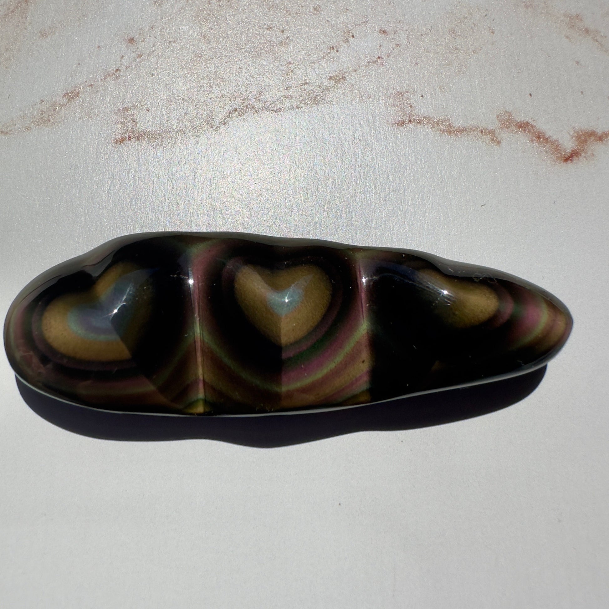 Rainbow Obsidian Heart Super Dark & Flashy Purple Multi-Color From Mexico | Tucson Gem Show Exclusive