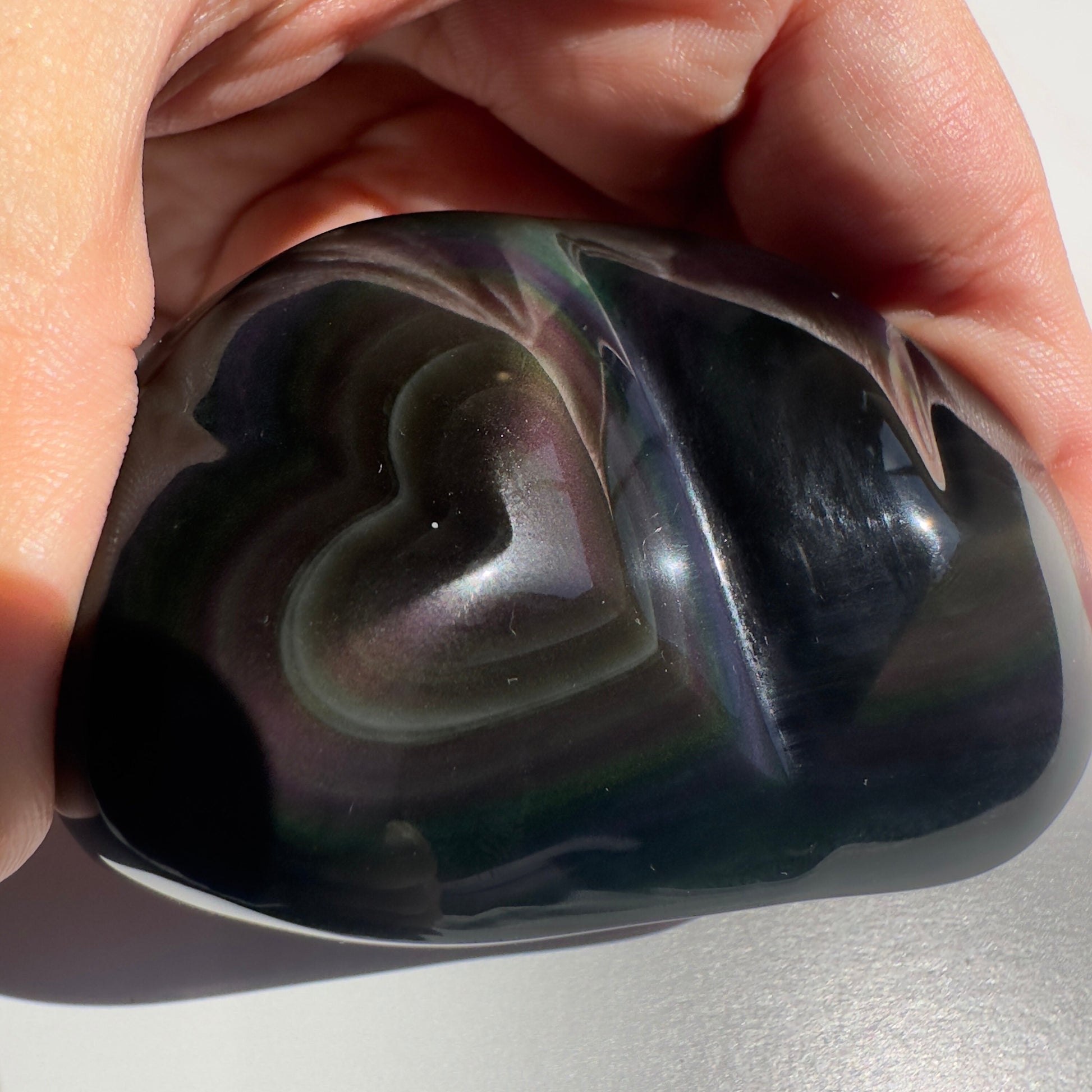 Rainbow Obsidian Heart Duo Super Dark & Flashy Purple Multi-Color From Mexico | Tucson Gem Show Exclusive
