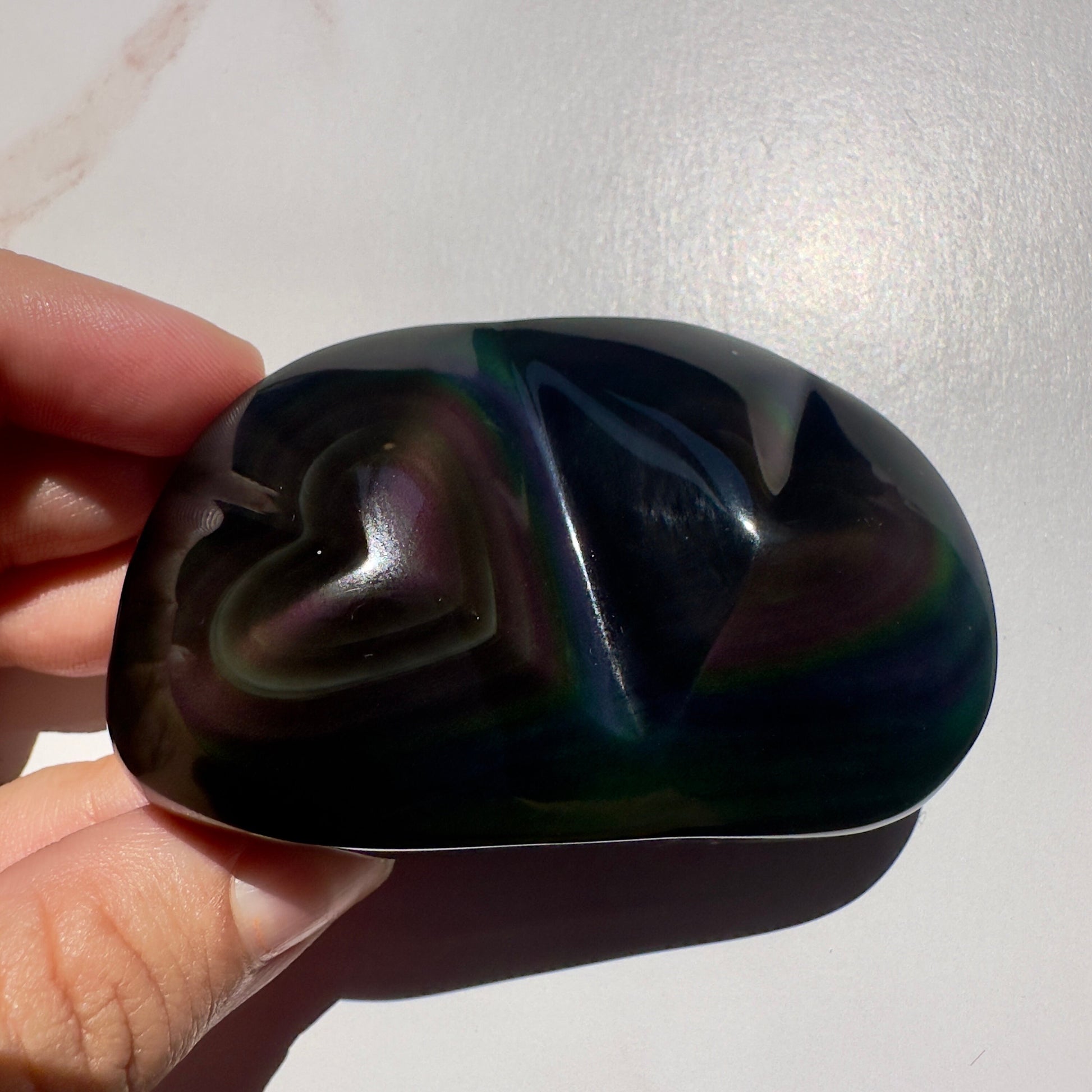 Rainbow Obsidian Heart Duo Super Dark & Flashy Purple Multi-Color From Mexico | Tucson Gem Show Exclusive