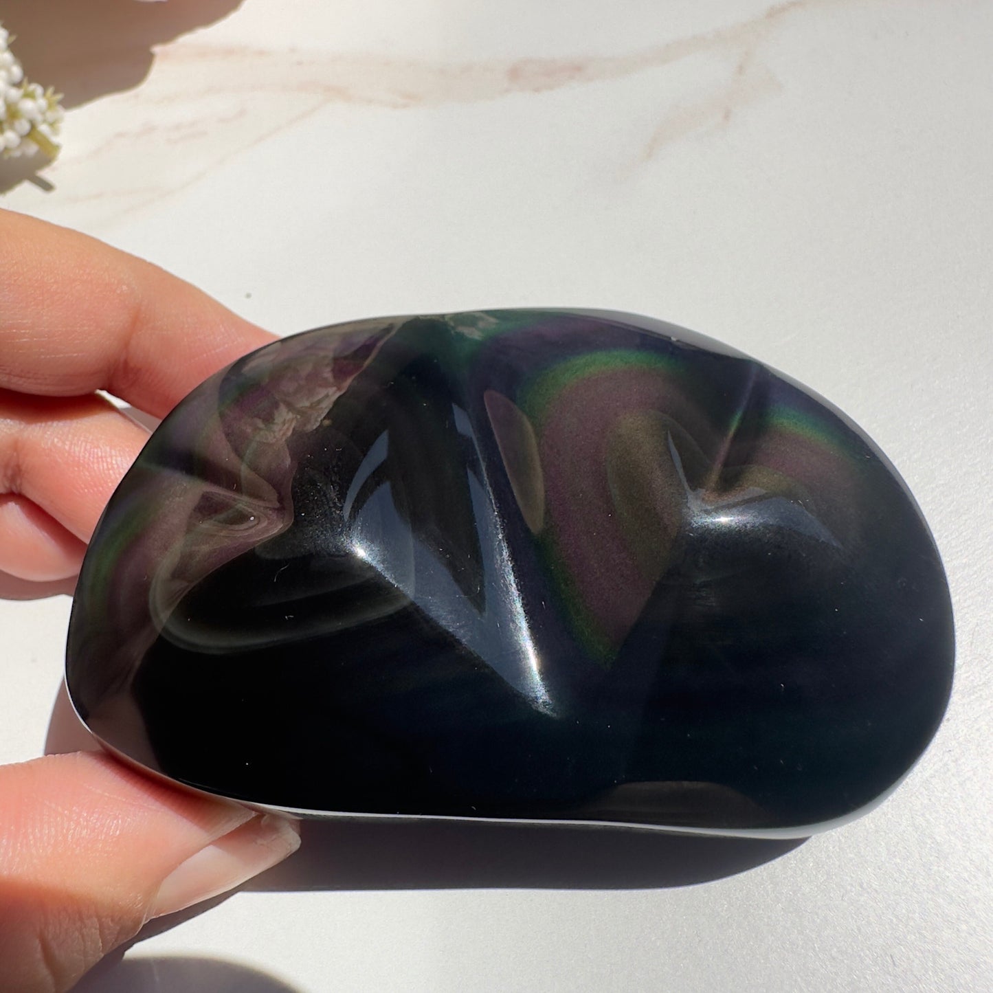 Rainbow Obsidian Heart Duo Super Dark & Flashy Purple Multi-Color From Mexico | Tucson Gem Show Exclusive