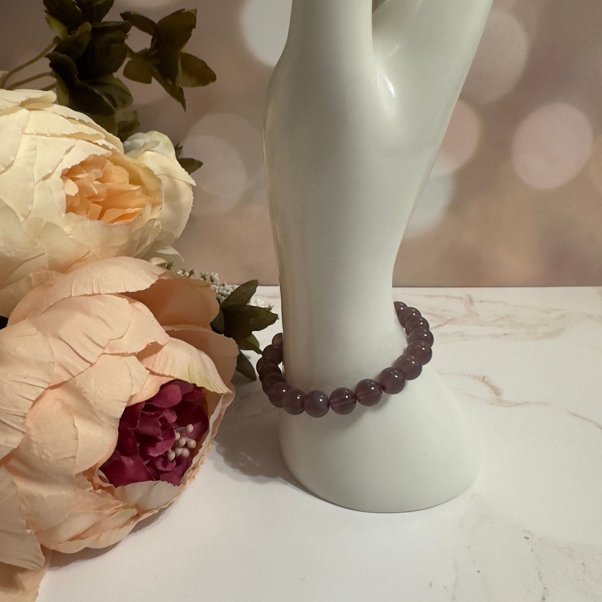 Dark Purple Chalcedony Bracelet High-Quality Crystal Jewelry Beads in 8mm